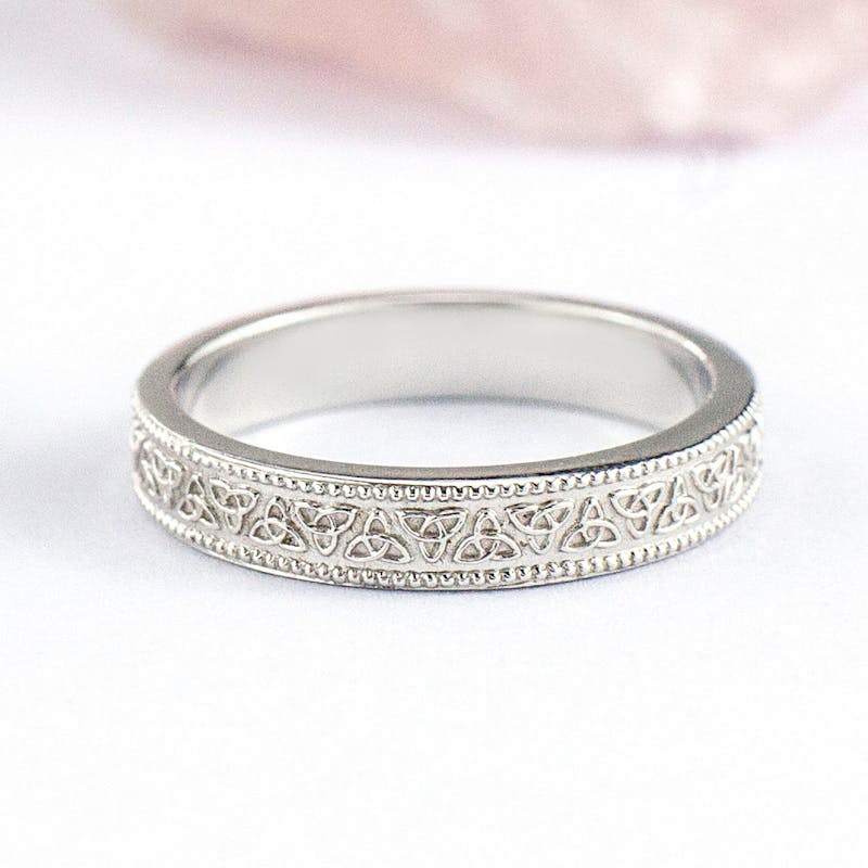 14k White Gold Sapphire Ring With Trinity Knot… | My Irish Jeweler