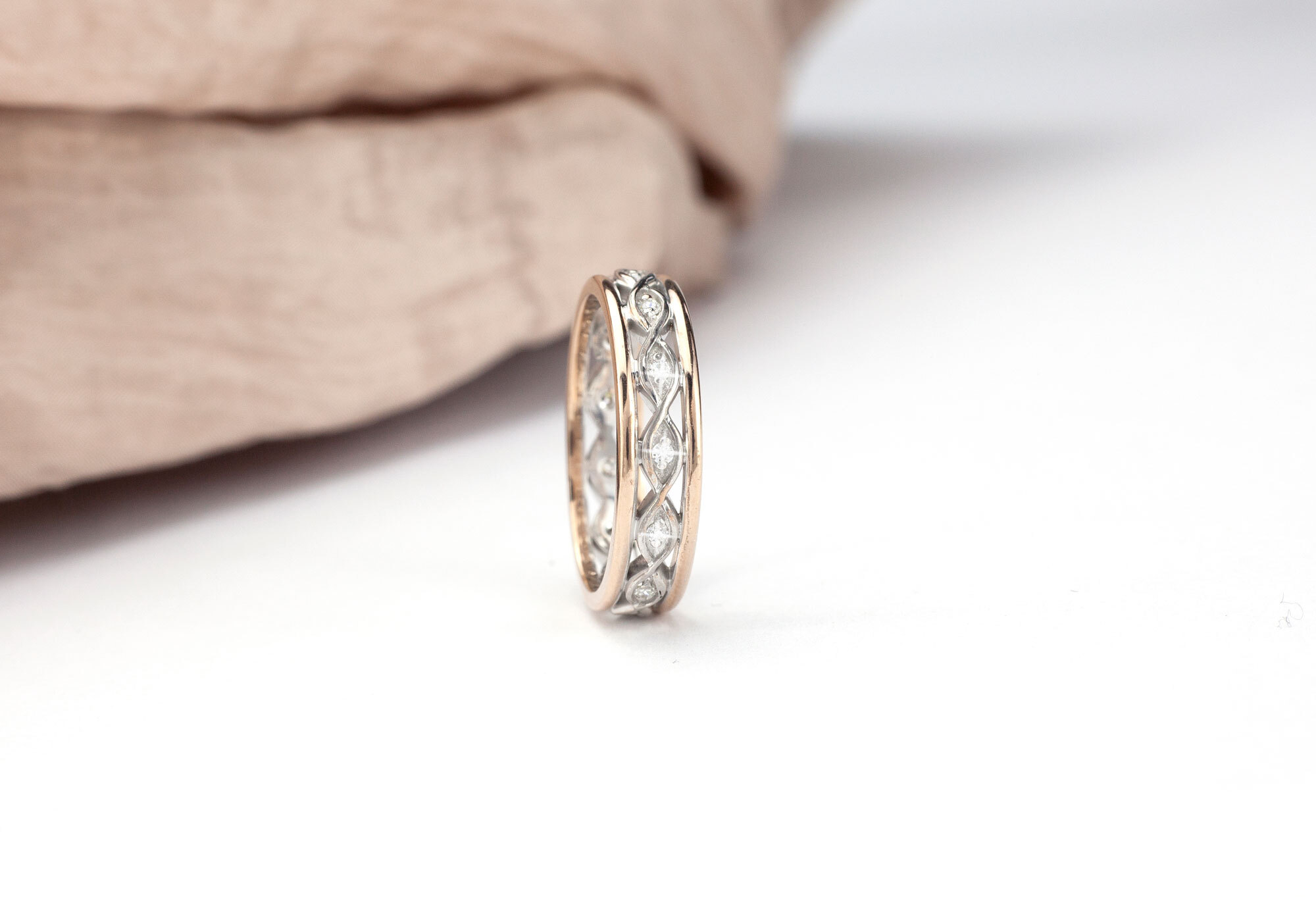 Genuine Yellow Gold & Rose Gold Celtic Knot 5.0mm Ring For Women