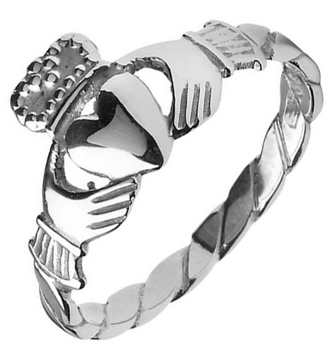 Womens Claddagh 2.0mm Ring in Real White Gold