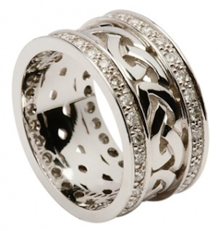Striking White Gold Celtic Knot Ring For Women