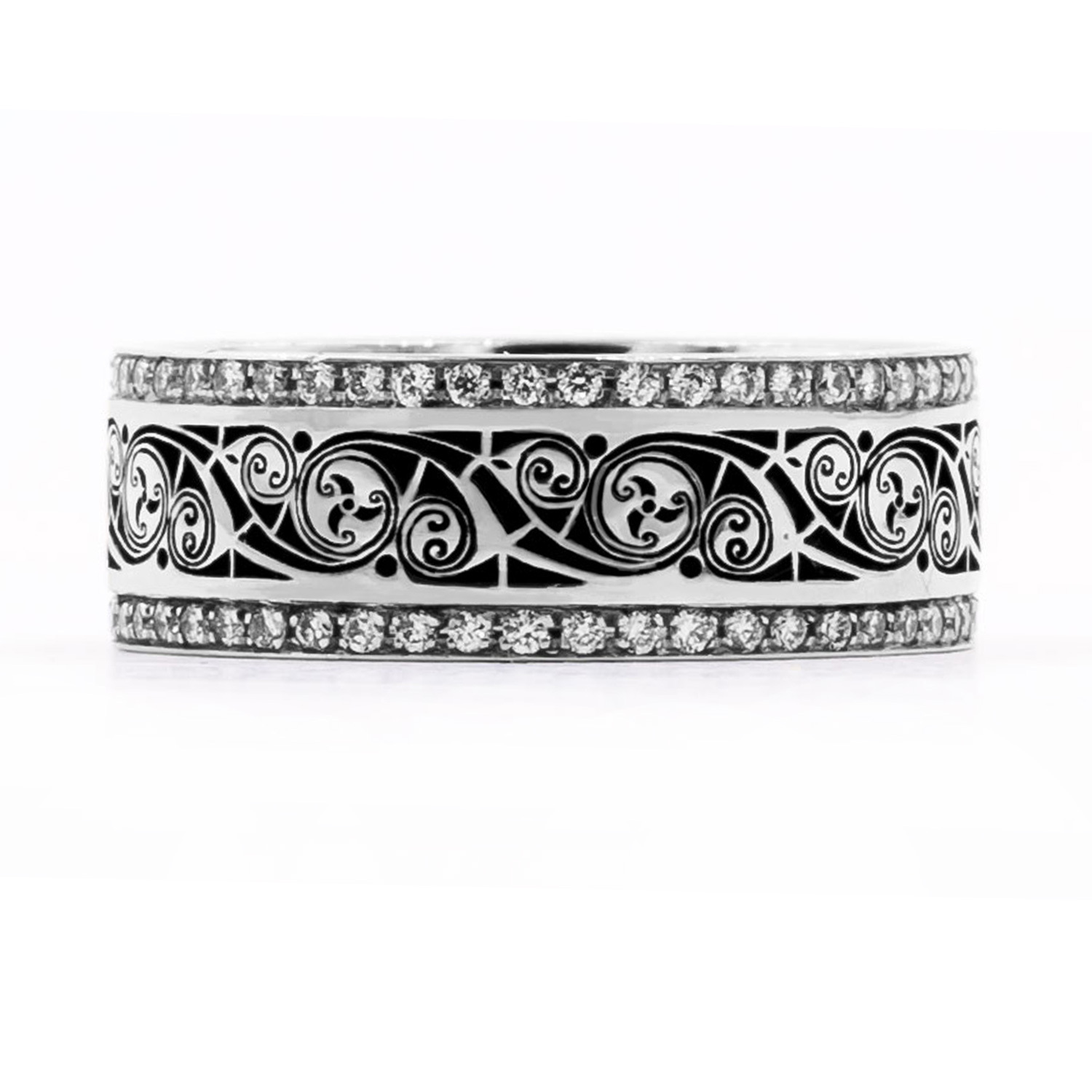18K Book Of Kells Ring Diamond Trims