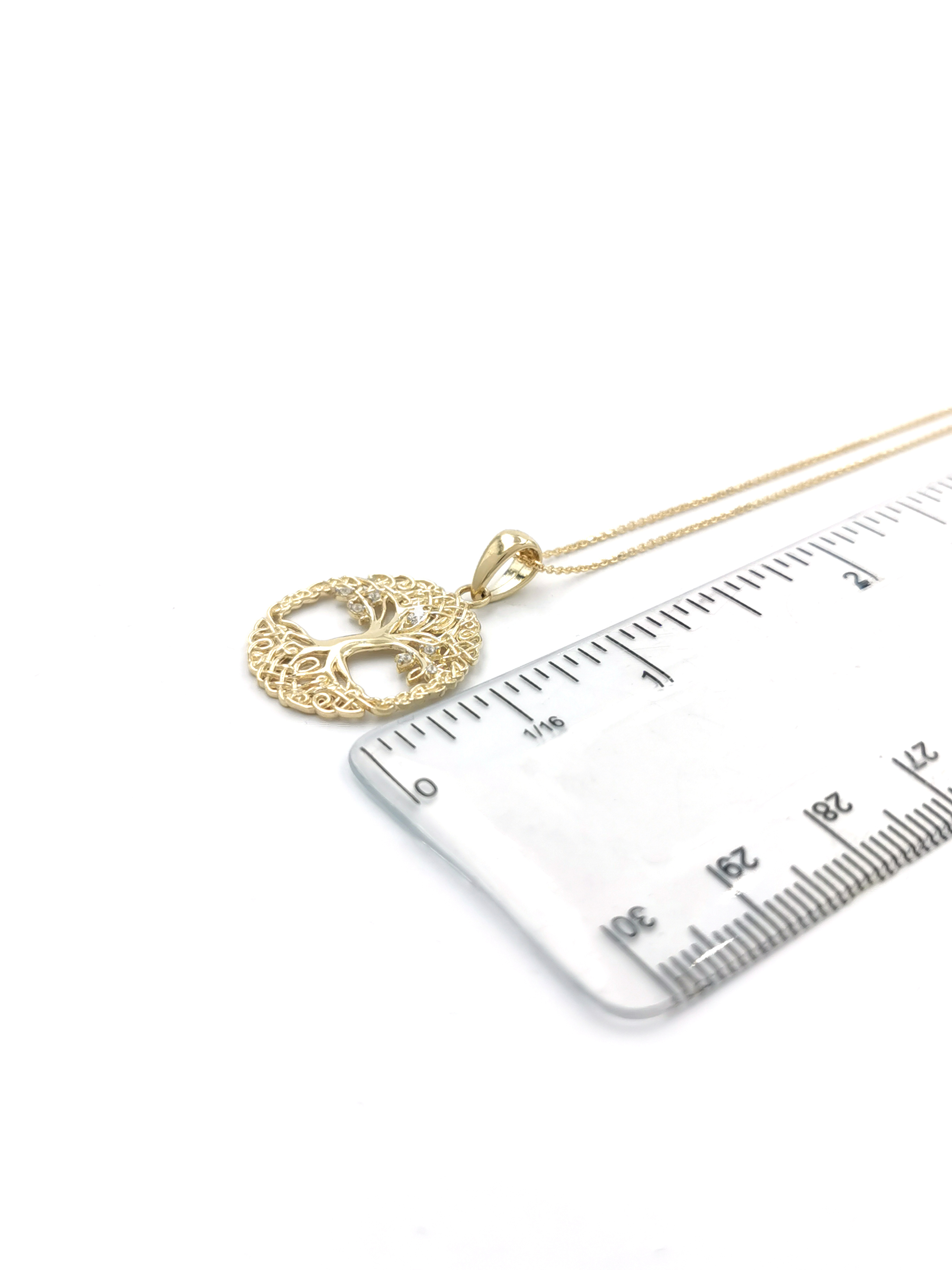 Womens 10K Yellow Gold Tree of Life Necklace. Picture For Scale.