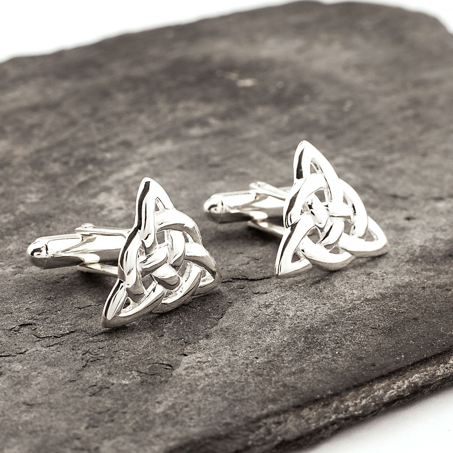 Men's Silver Irish Celtic Cross Trinity Knot & Claddagh Design Cuff Links 
