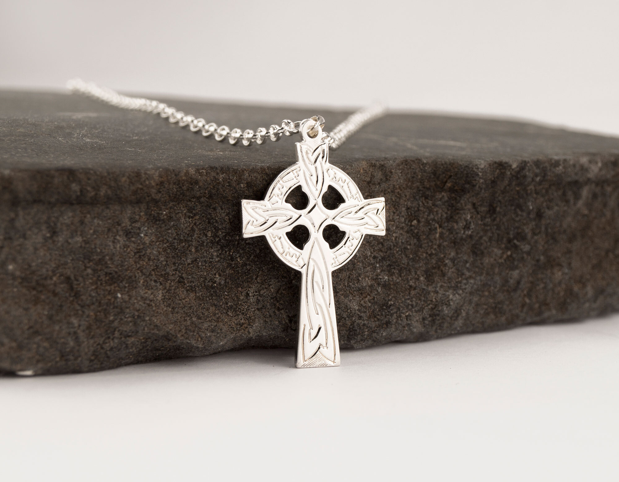 Large Sterling Silver Celtic Cross Of Muirdeach Pendant