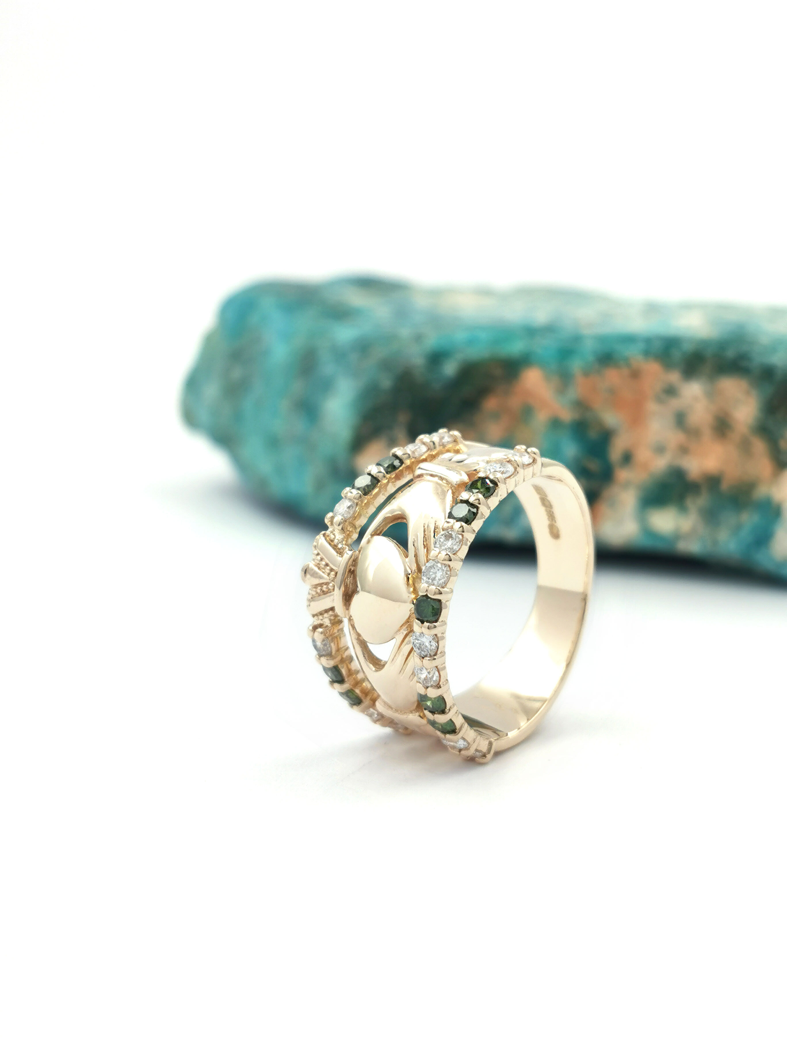 Genuine Yellow Gold Claddagh 12.0mm Ring For Women