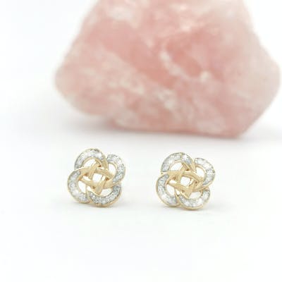 14K Diamond Set Celtic Knot Earrings