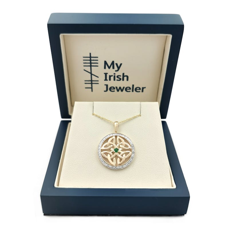 Attractive Yellow Gold Trinity Knot Necklace For Women. In Luxury Packaging.