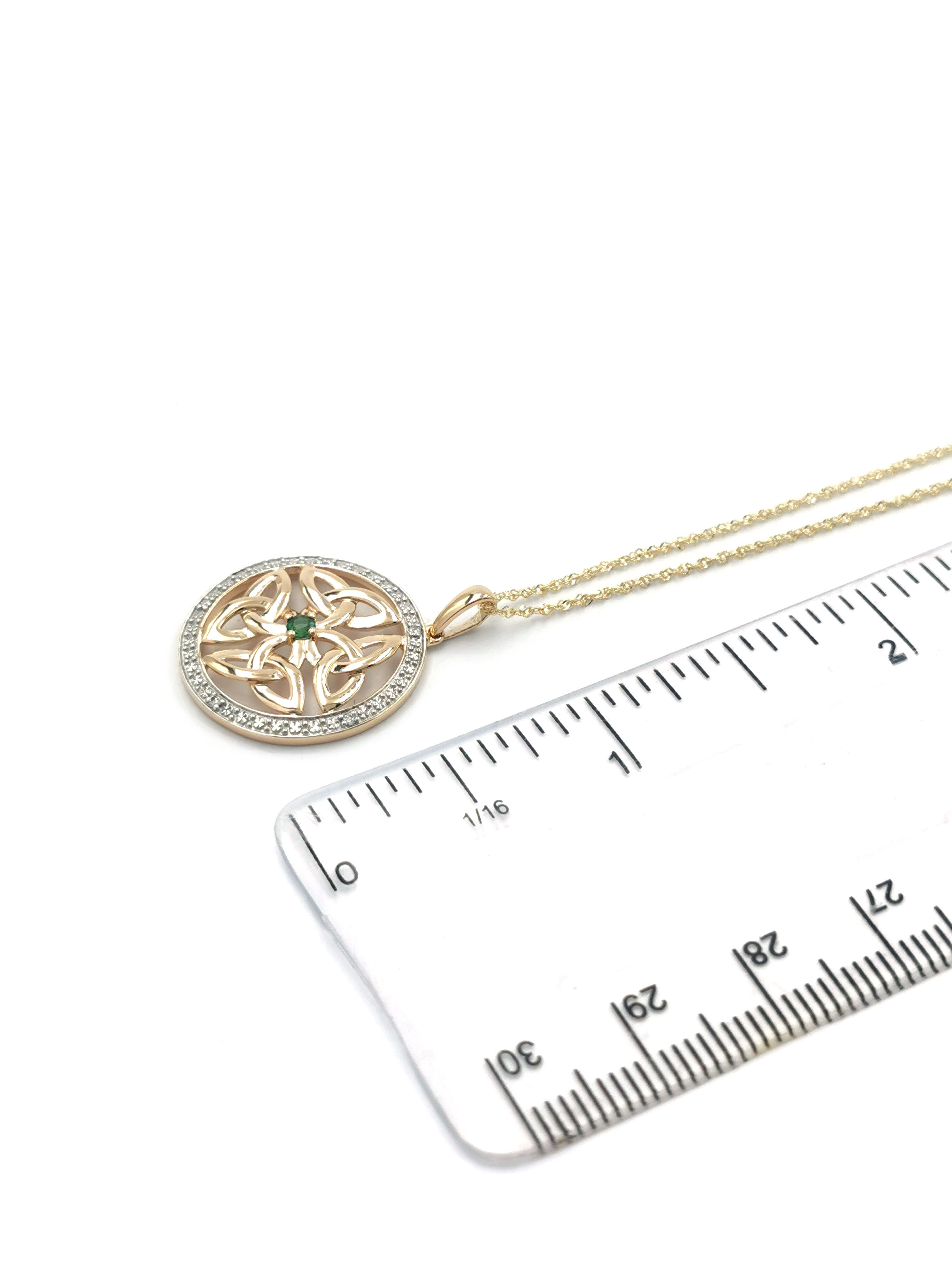 Striking Yellow Gold Trinity Knot Necklace For Women. Picture For Scale.