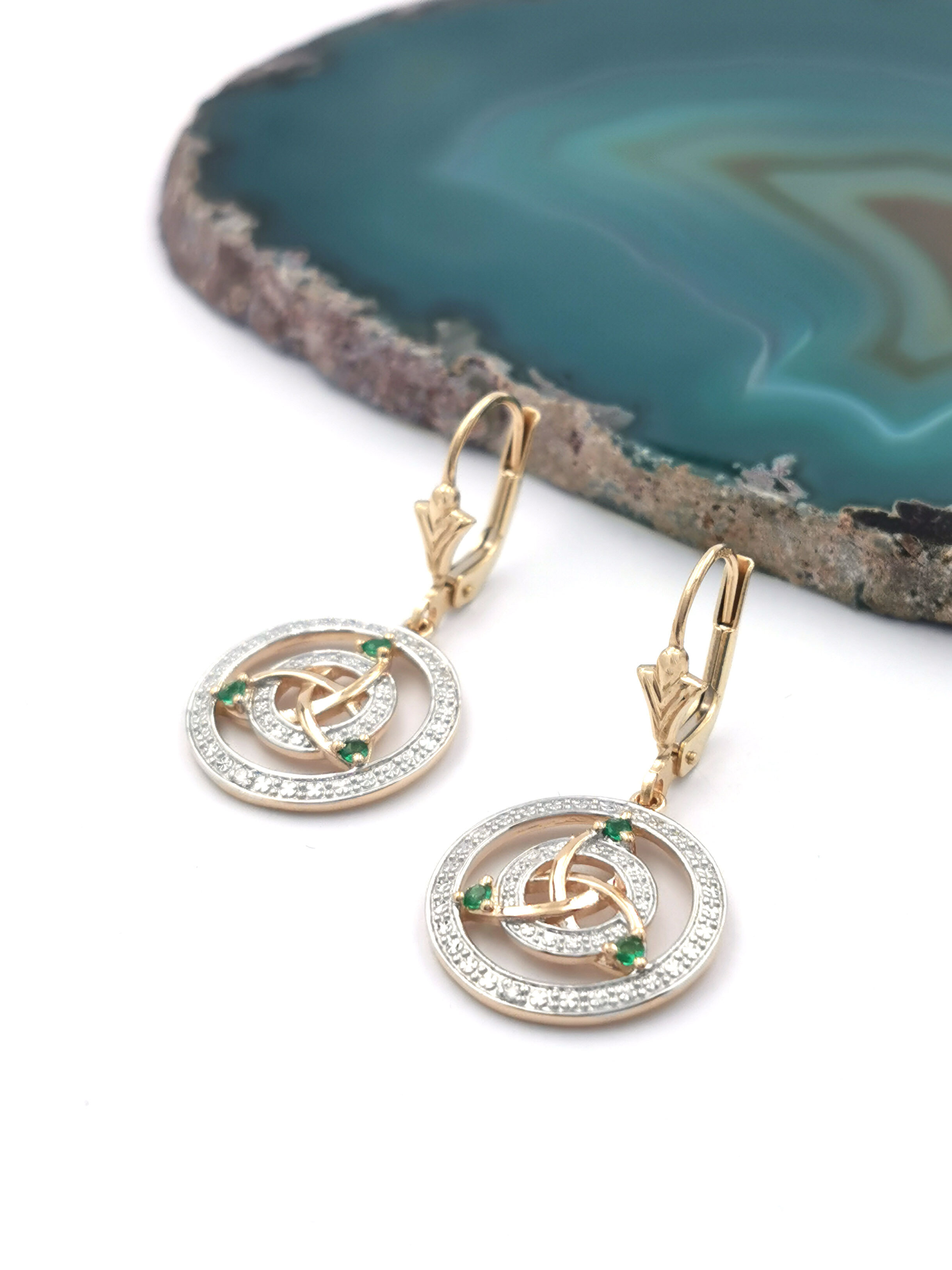 Womens Trinity Knot Gift Set in 14K Yellow Gold & White Gold