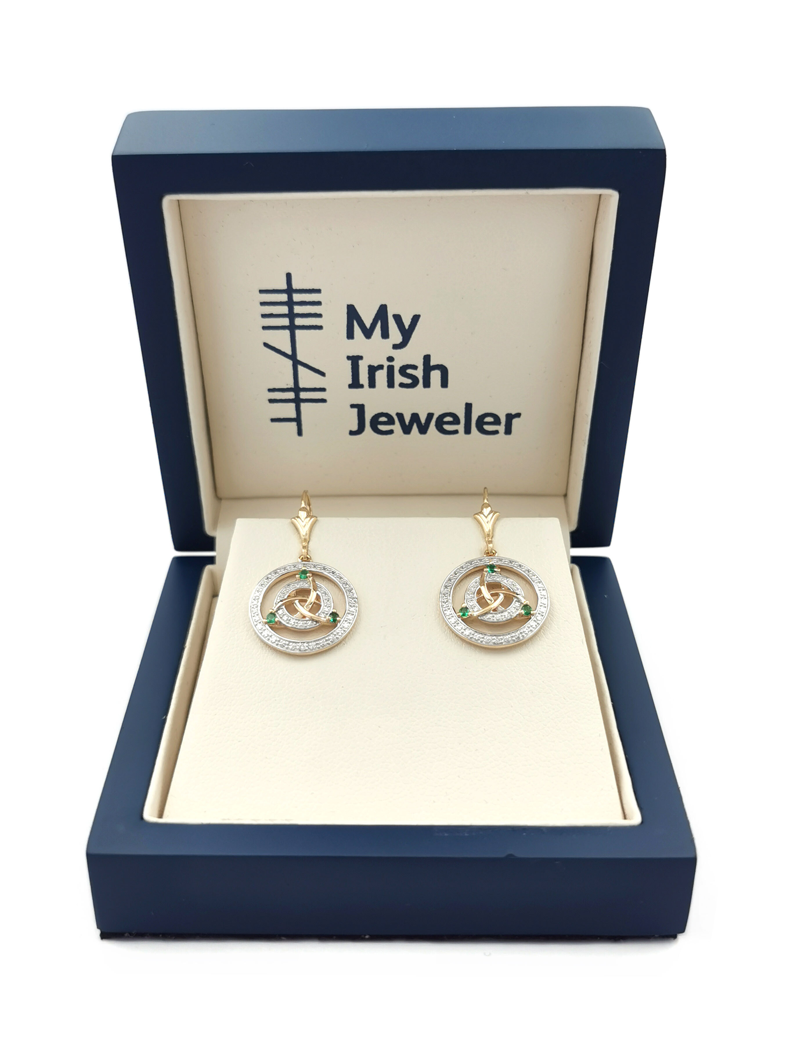 Womens Trinity Knot Gift Set in Real Yellow Gold & White Gold. In Luxury Packaging.