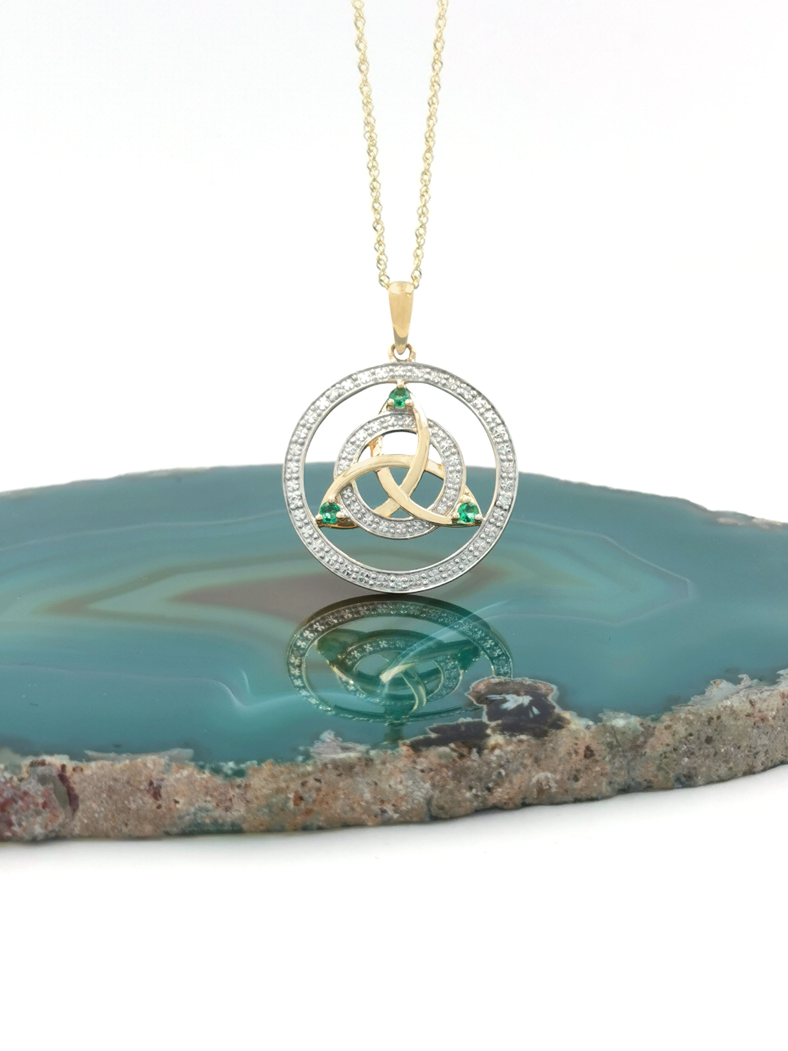 Luxurious 14K Yellow Gold & White Gold Trinity Knot Necklace For Women