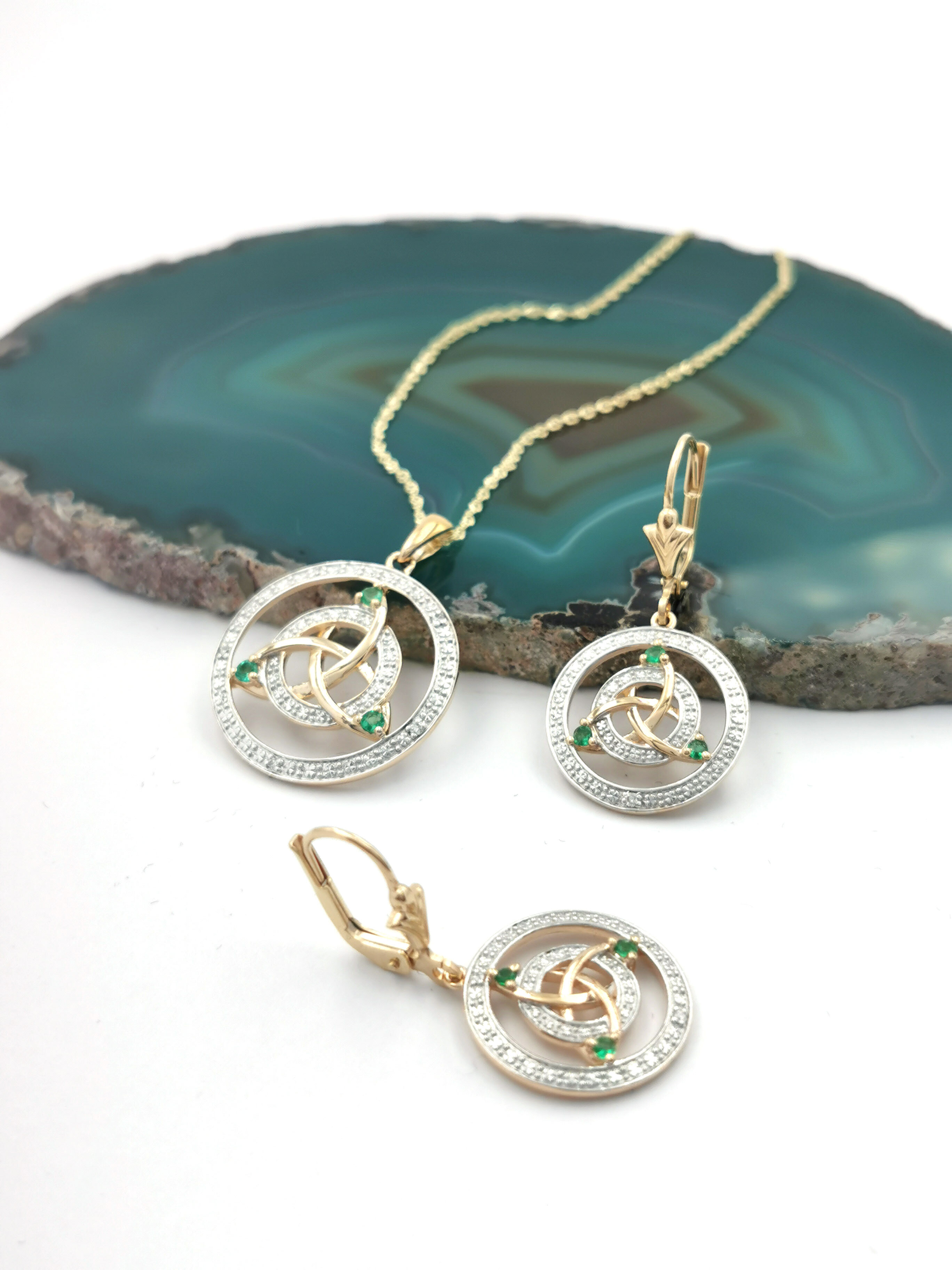 Attractive 14K Yellow Gold & White Gold Trinity Knot Earrings For Women