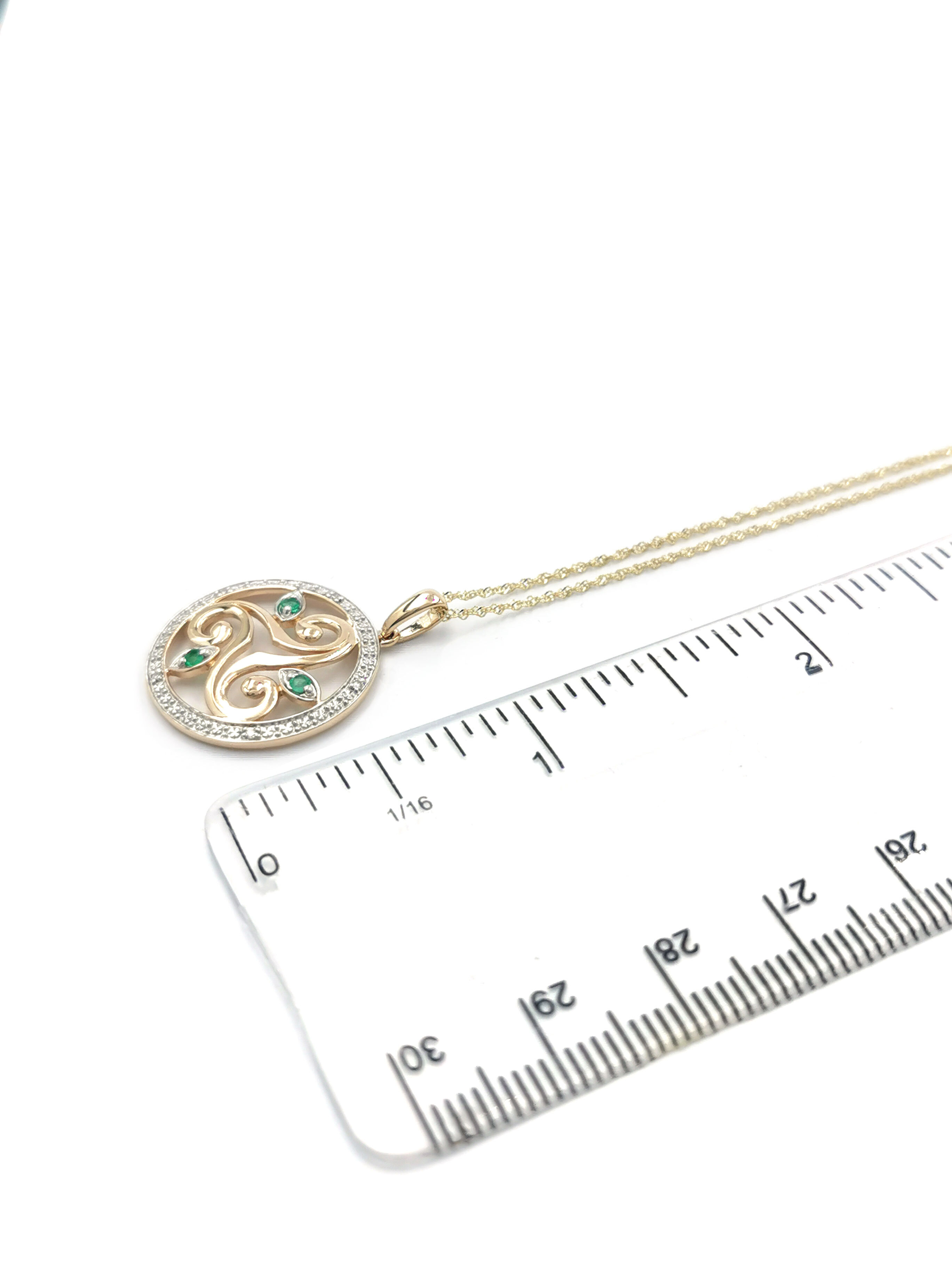 Attractive 14K Yellow Gold Triskele Necklace For Women. Picture For Scale.