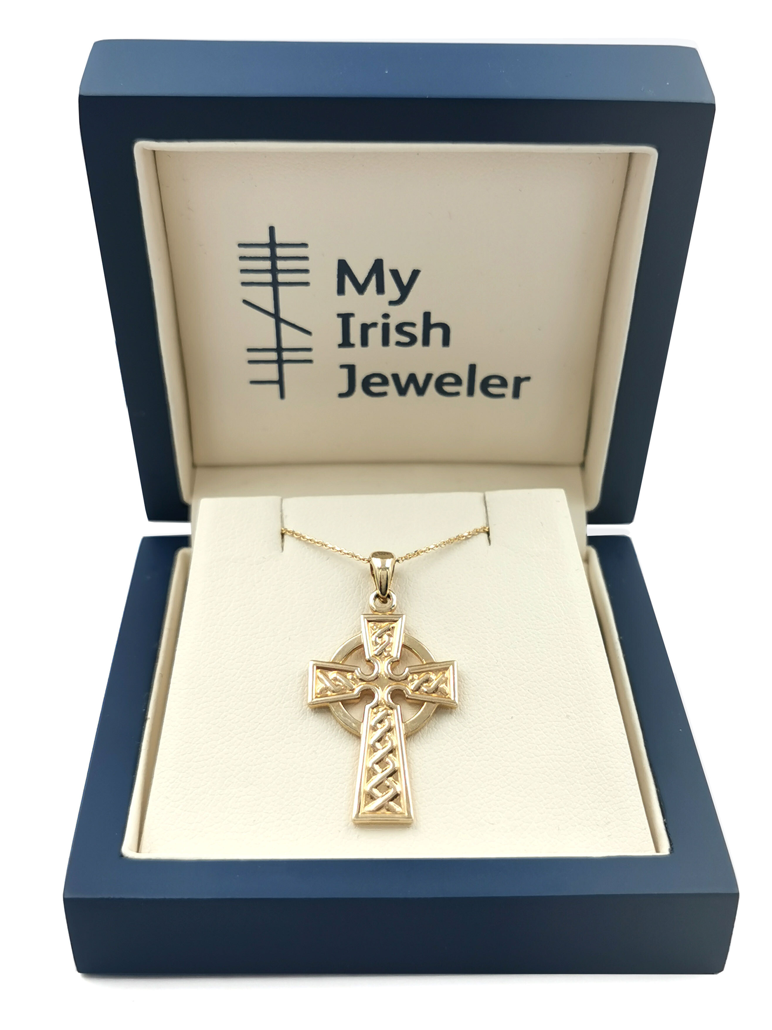 10k Gold Claddagh/Trinity Celtic Cross Necklace - Celtic Aer