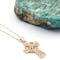 Irish 14K Yellow Gold Celtic Cross & Celtic Knot Necklace For Women. Pictured Flat. - Gallery