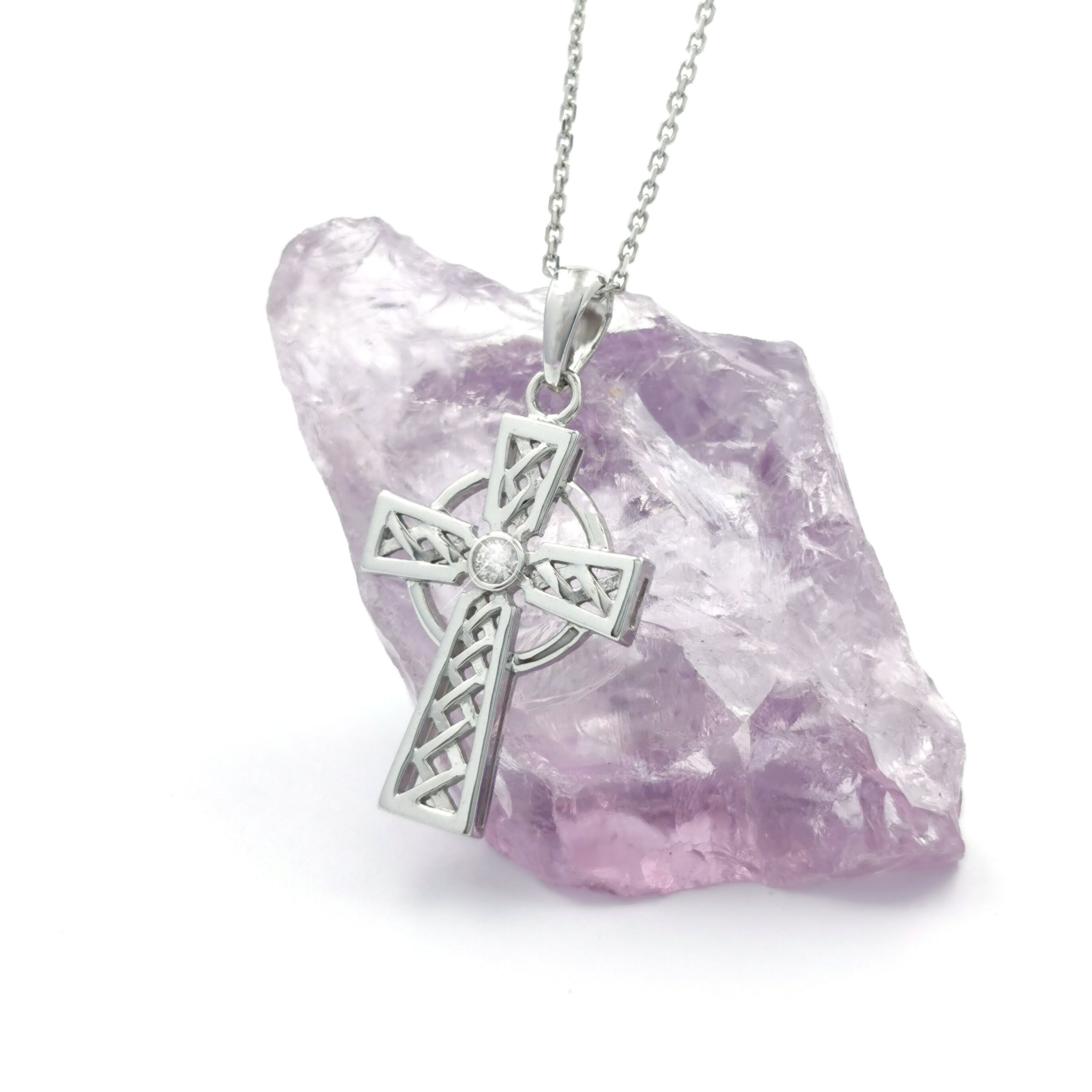 Diamond Set Celtic Cross, Made in Ireland