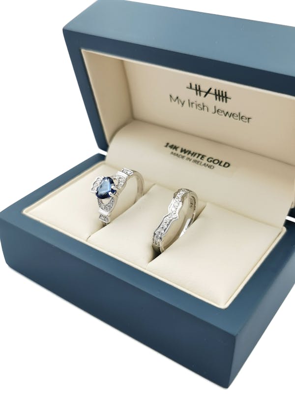 Striking White Gold Claddagh Engagement Ring For Women. In Luxury Packaging.