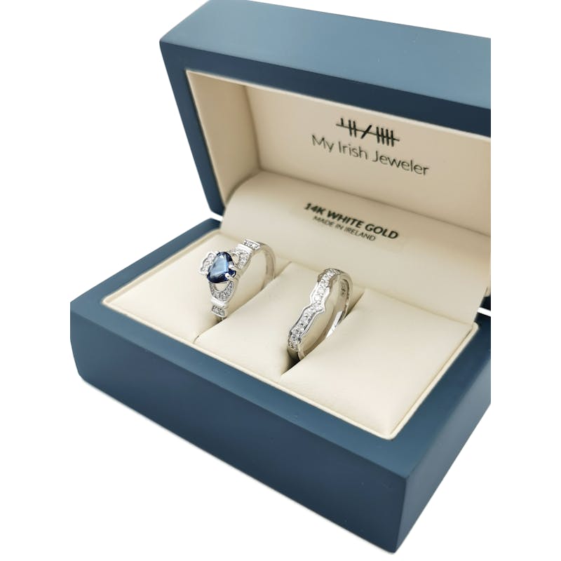 Striking White Gold Claddagh Engagement Ring For Women. In Luxury Packaging.