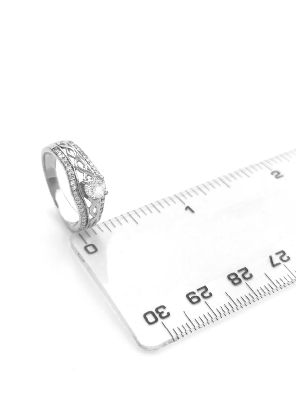 Genuine White Gold Celtic Knot 0.50ct Lab Grown Diamond Engagement Ring For Women. Picture For Scale.