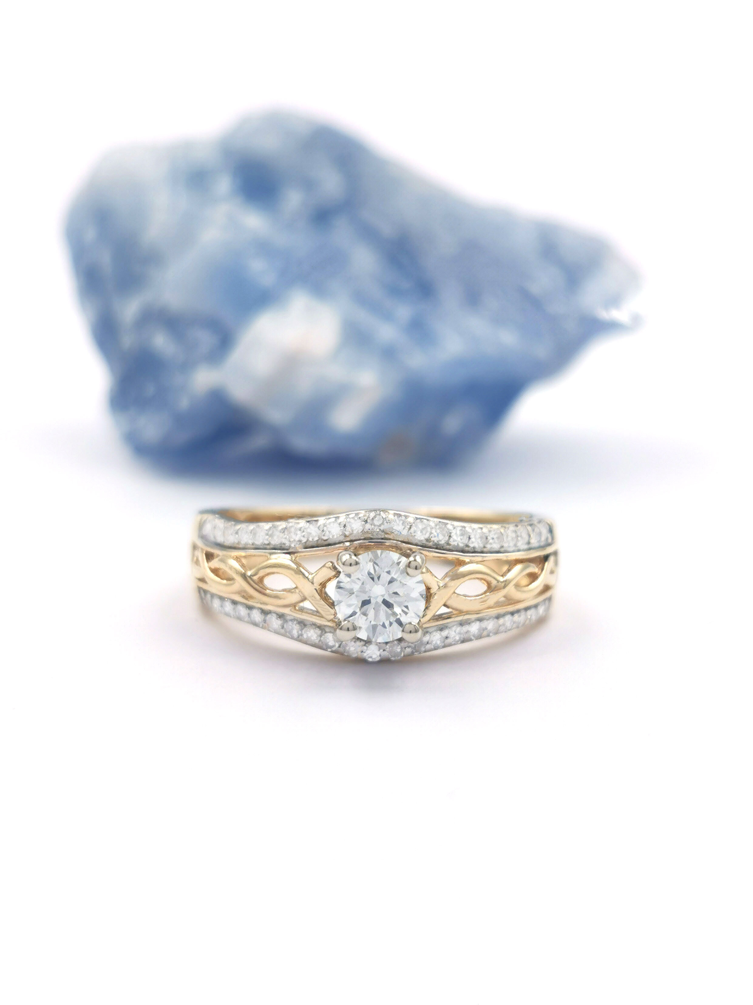 Genuine 14K Yellow Gold Celtic Knot Engagement Ring For Women