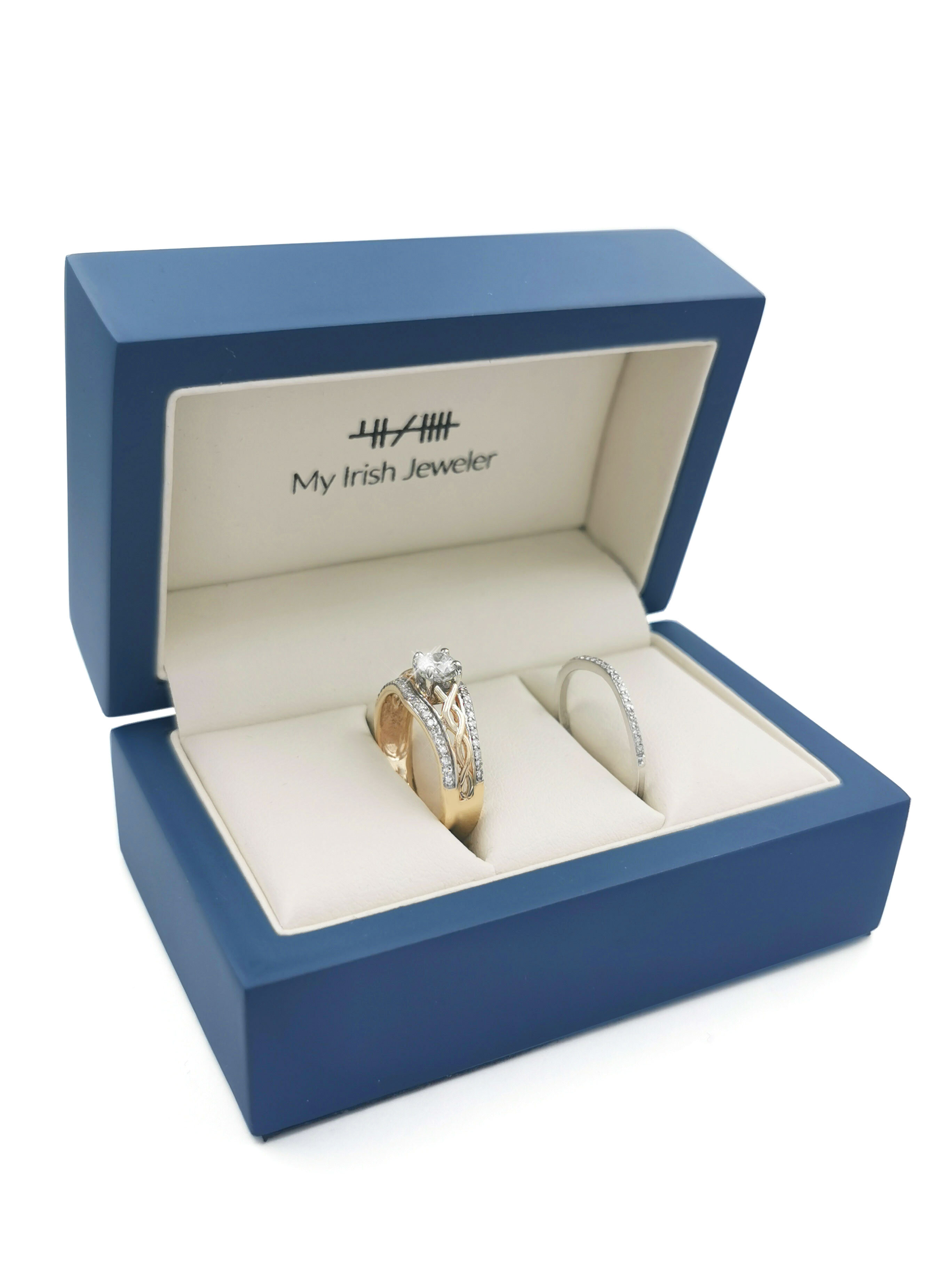 Womens Luxurious 14K Yellow Gold Celtic Knot 0.33ct Natural Diamond Ring. In Luxury Packaging.