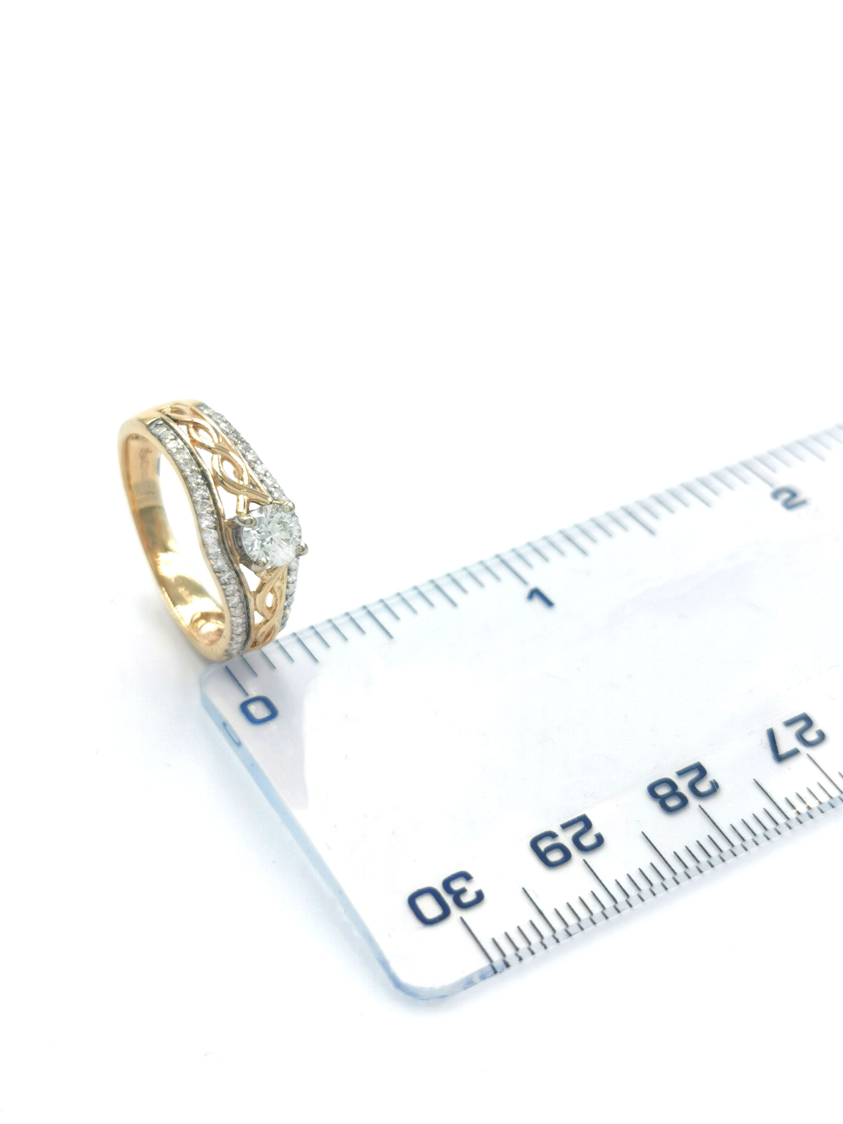 Genuine Yellow Gold Celtic Knot 0.33ct Natural Diamond Ring For Women. Picture For Scale.