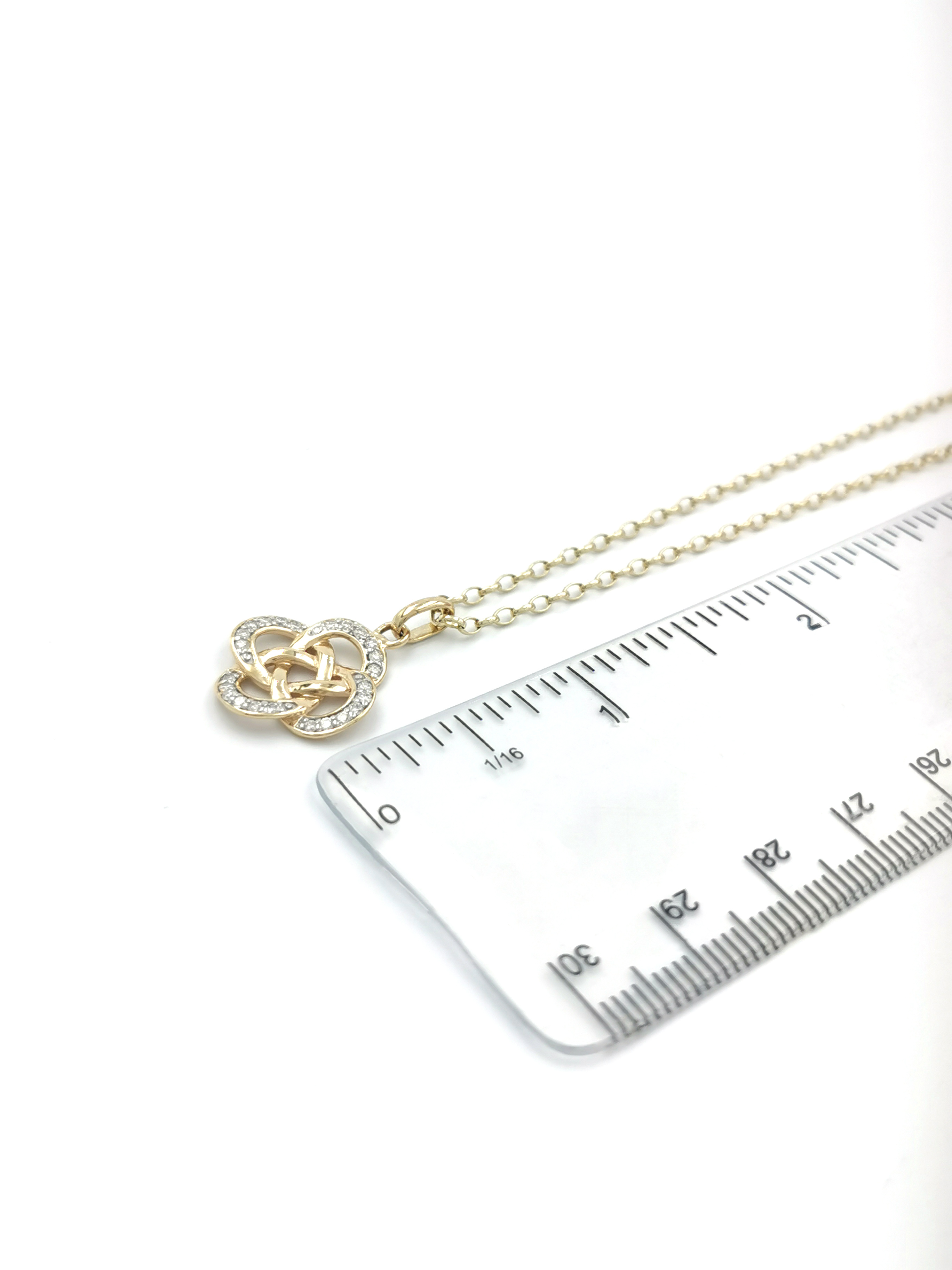 Womens Polished Yellow Gold Celtic Knot Gift Set. Picture For Scale.