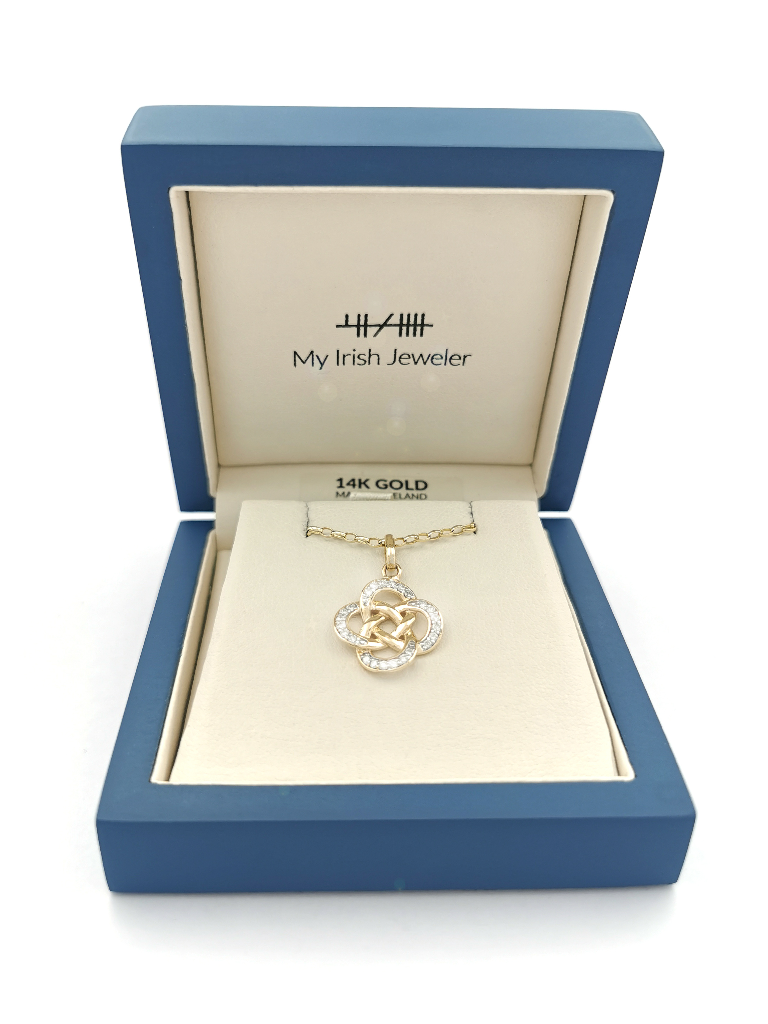 Womens Polished 14K Yellow Gold Celtic Knot Gift Set. In Luxury Packaging.