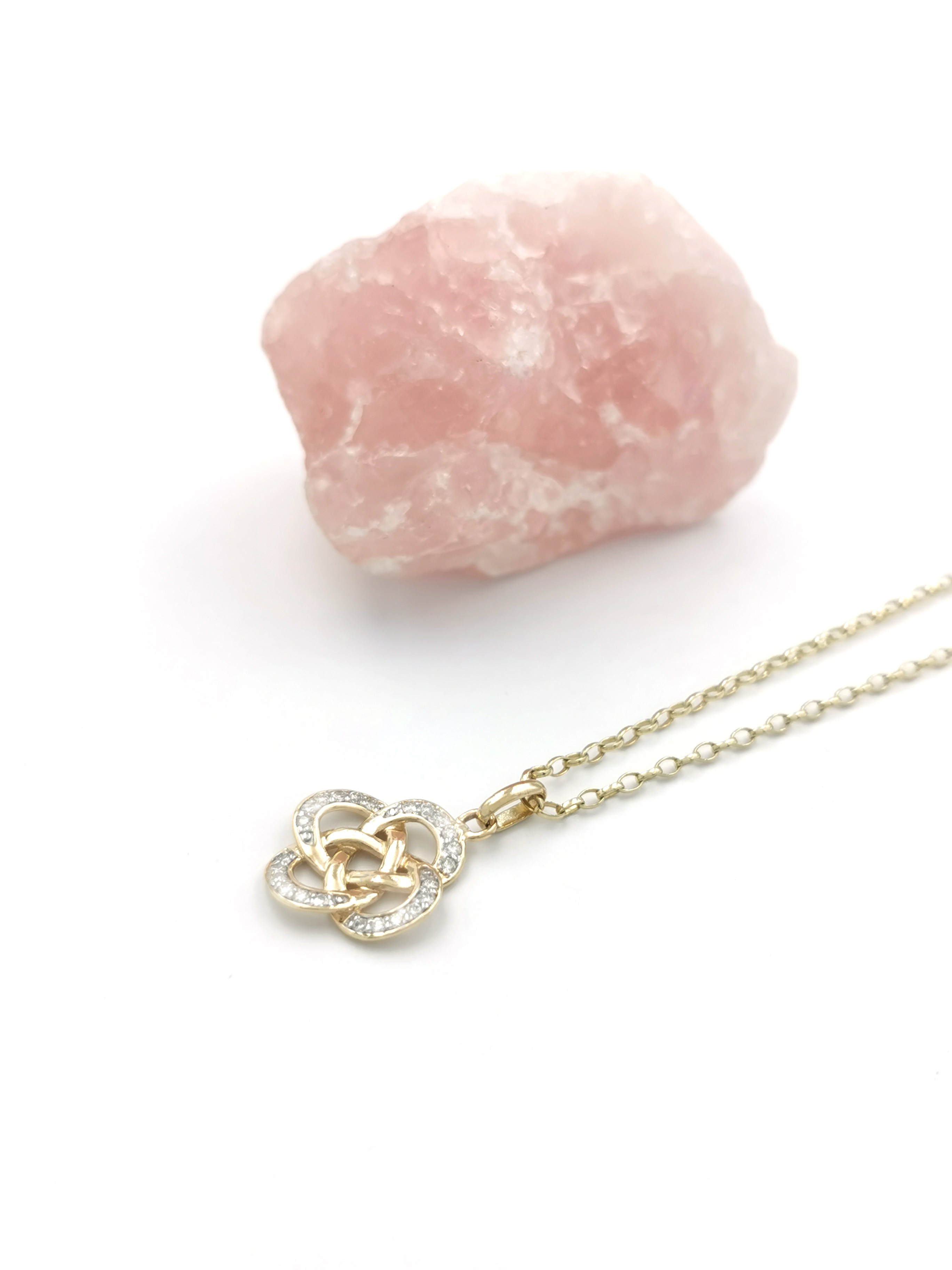 Irish Yellow Gold Celtic Knot Gift Set For Women With a Polished Finish. Pictured Flat.