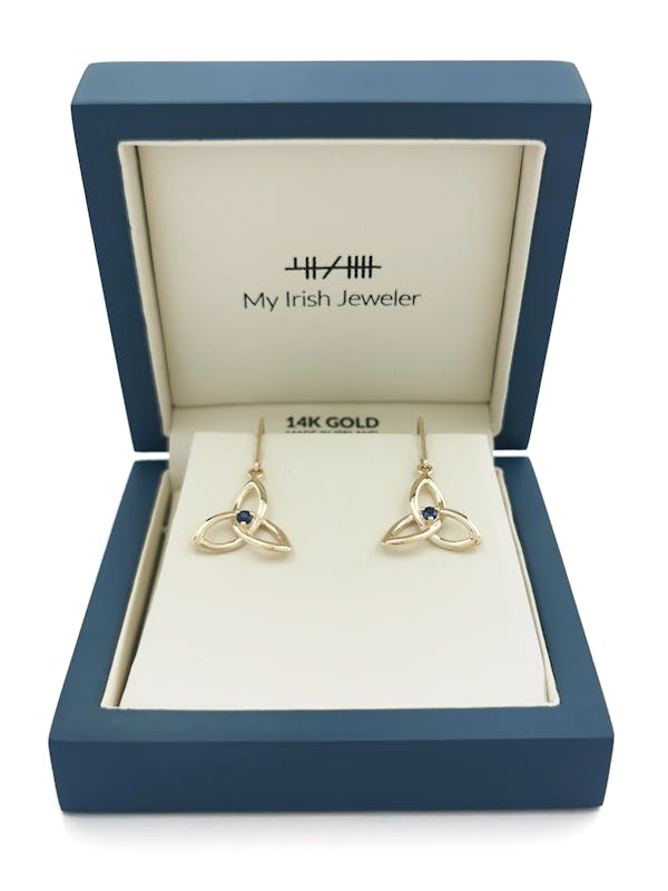 Gorgeous 14K Yellow Gold Trinity Knot & Celtic Knot Earrings For Women. In Luxury Packaging.