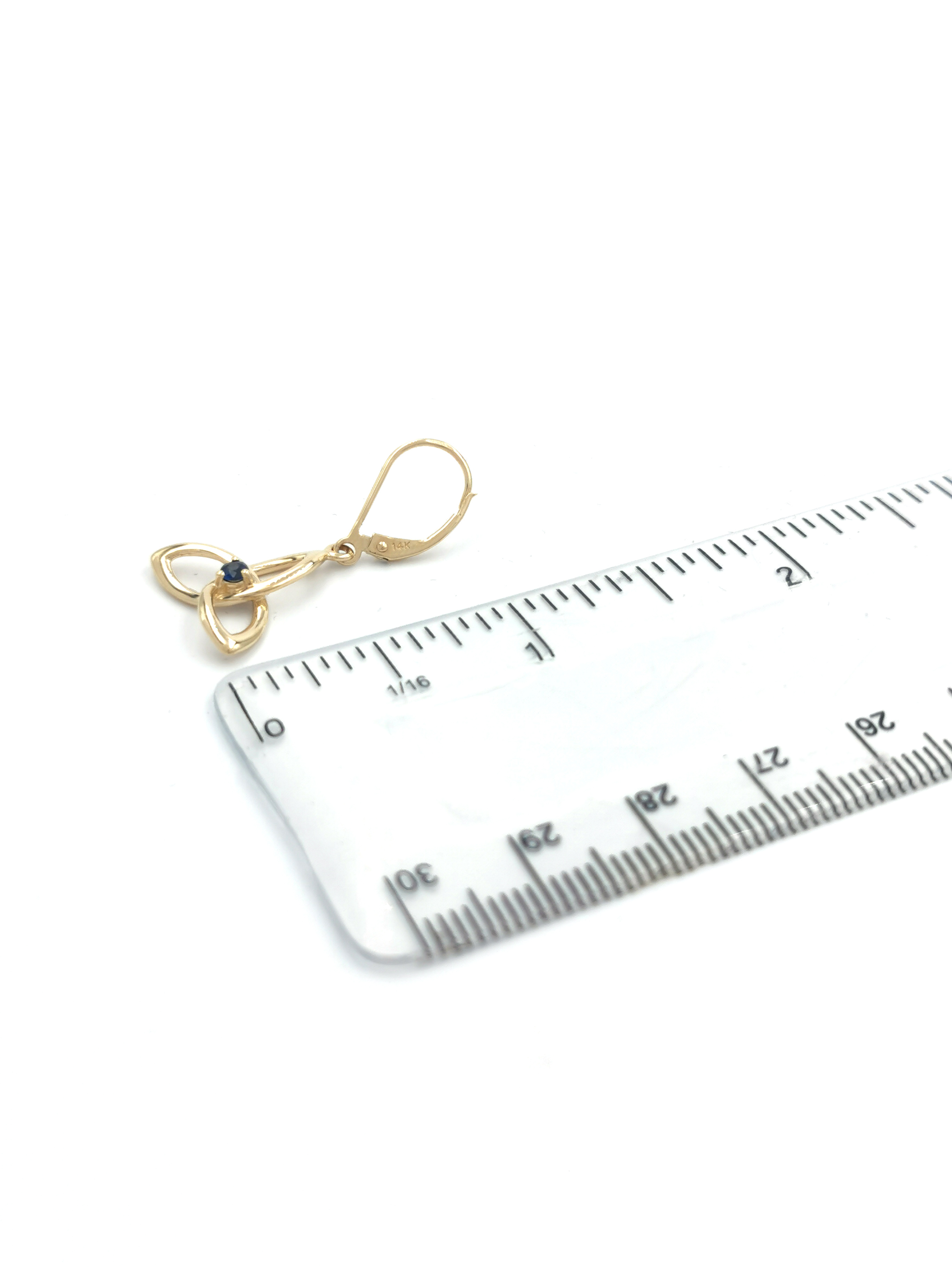 Real Yellow Gold Trinity Knot Earrings For Women. Picture For Scale.