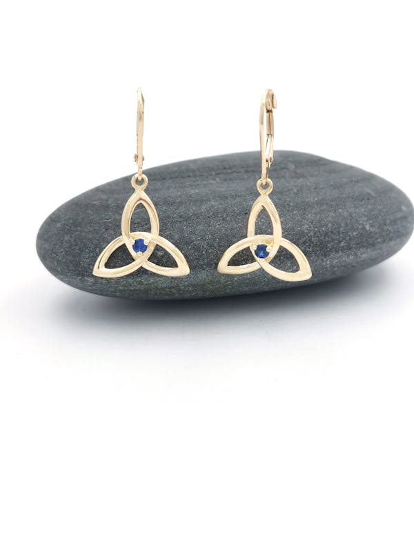 Womens Trinity Knot & Celtic Knot Earrings in Real Yellow Gold