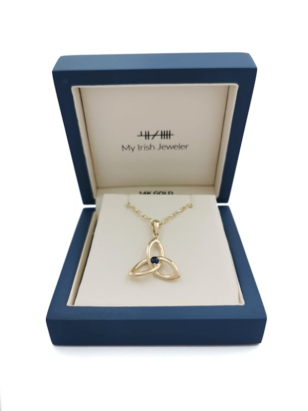 Real 14K Yellow Gold Trinity Knot & Celtic Knot Necklace For Women. In Luxury Packaging.