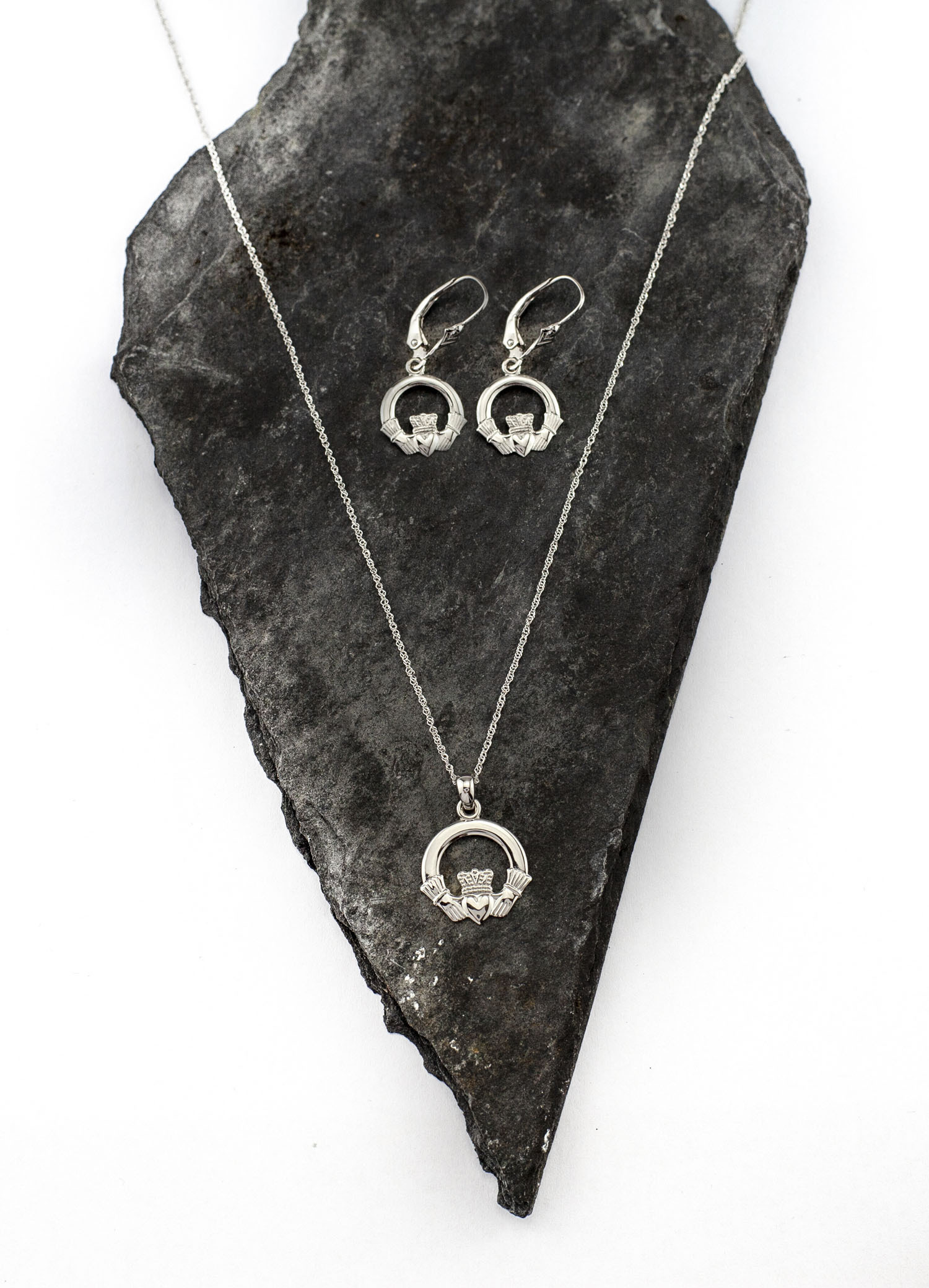 Authentic White Gold Claddagh Earrings For Women