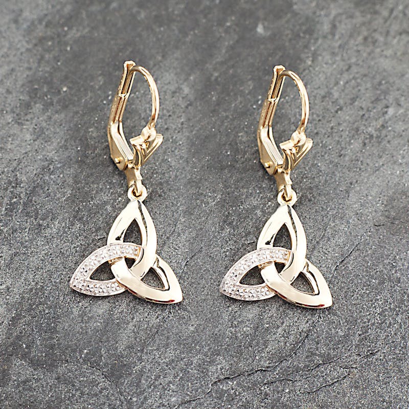 Two-Tone Diamond Trinity Knot Earrings, From… | My Irish Jeweler