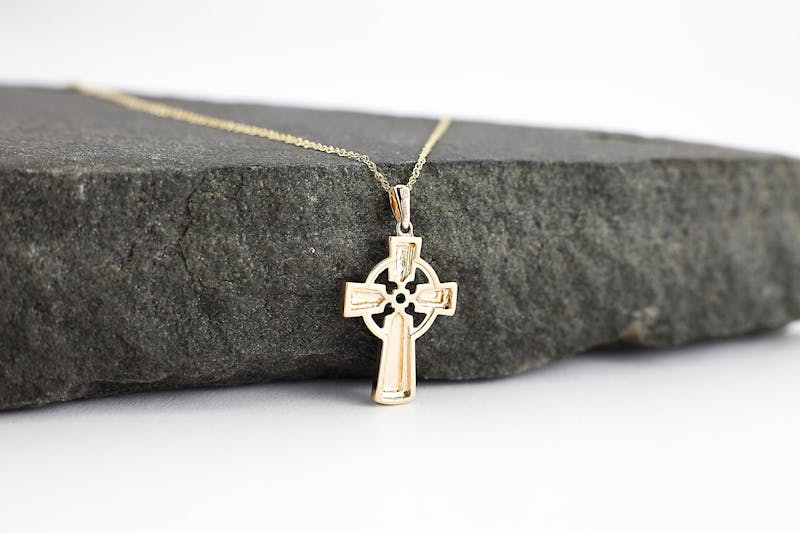 Attractive Yellow Gold Celtic Cross Necklace For Women