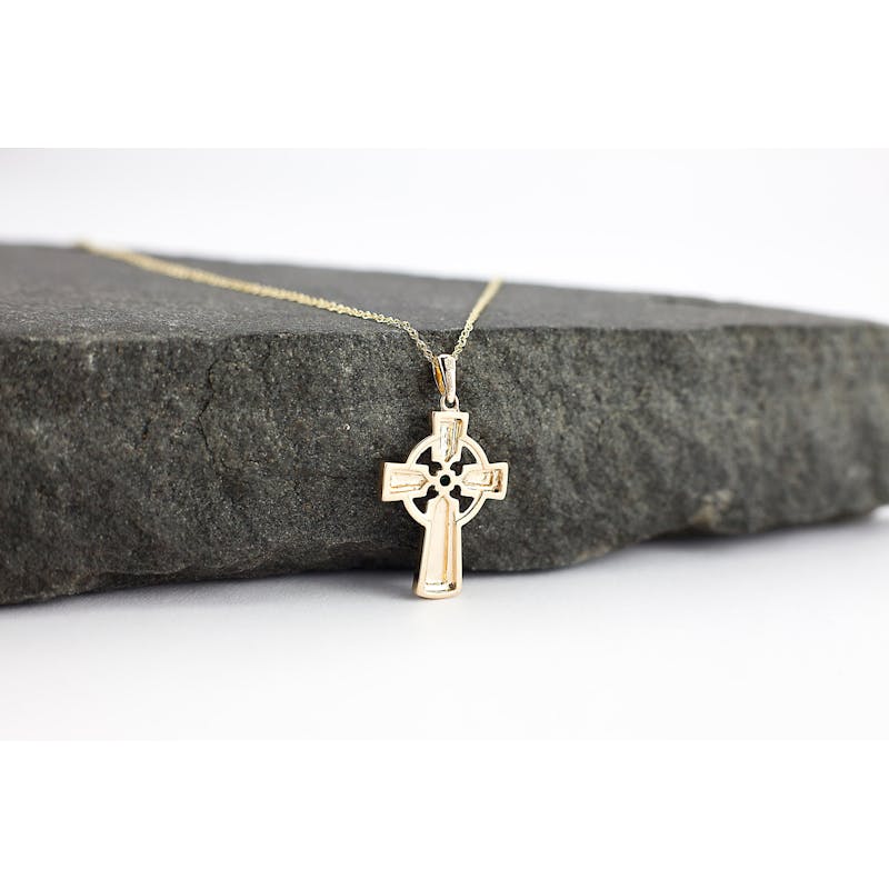 Attractive Yellow Gold Celtic Cross Necklace For Women