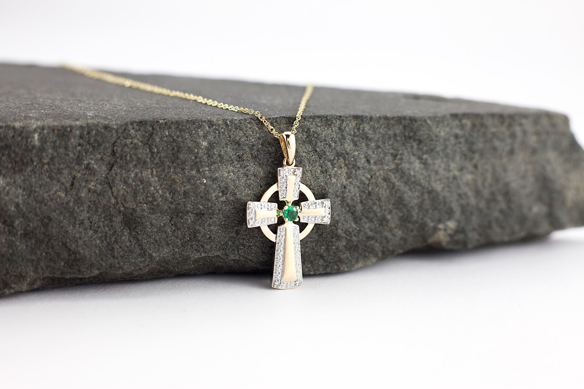 14K Gold Diamond Four Trinity Knot Necklace - Solvar Irish Jewellery