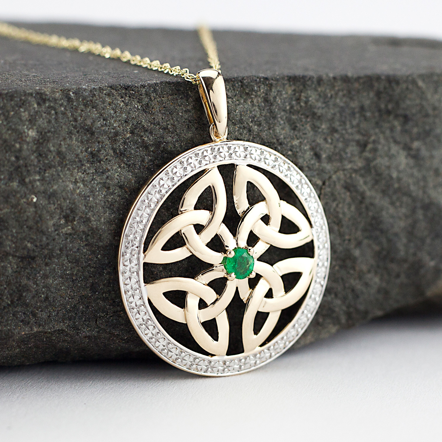 Sterling Silver Green CZ Trinity Knot Necklace – Celtic Collections