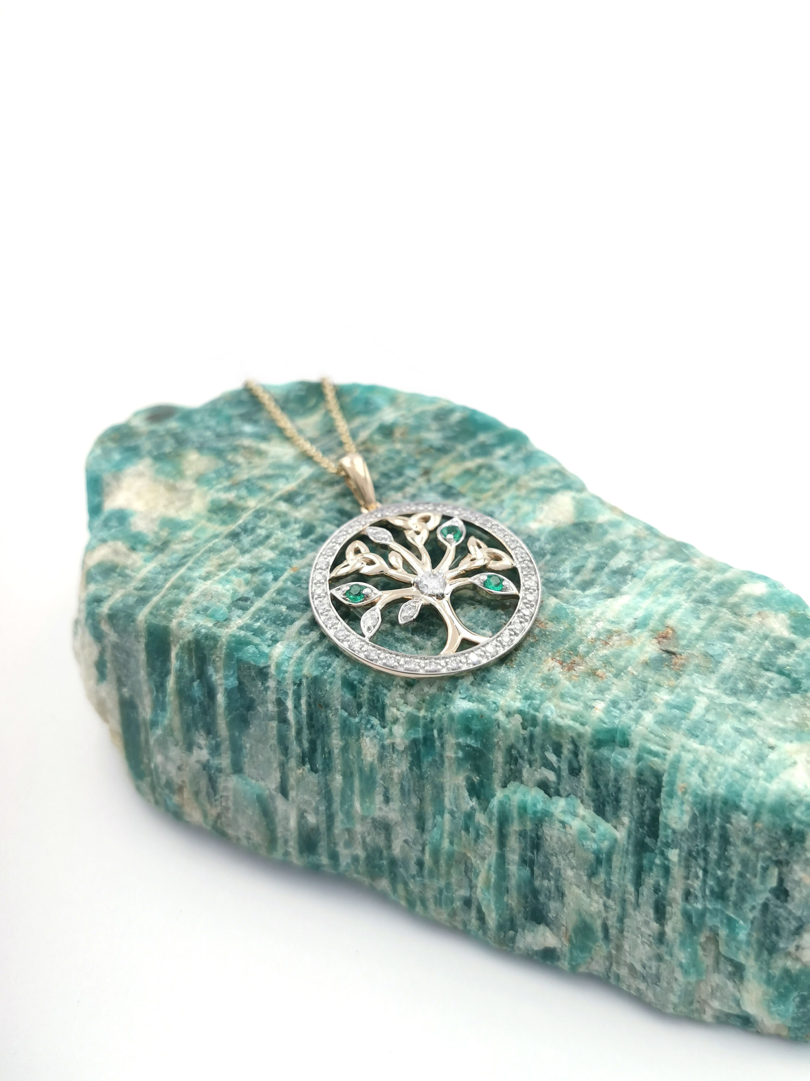 Irish Yellow Gold Tree of Life Necklace For Women