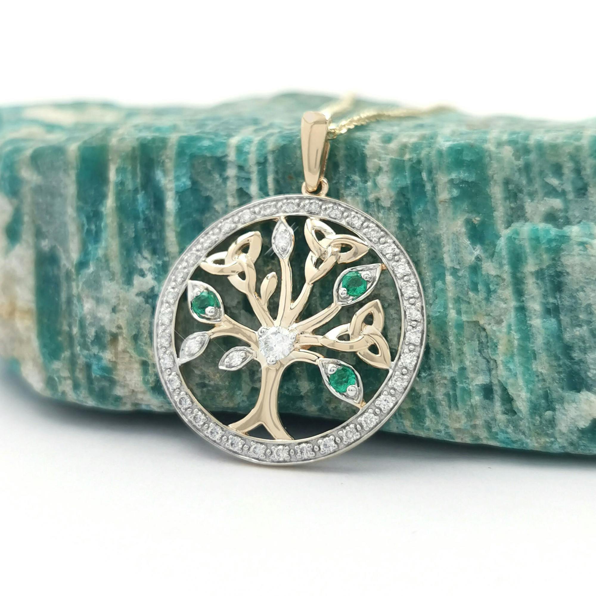 14k Emerald Diamond Tree Of Life Necklace, From… My Irish Jeweler