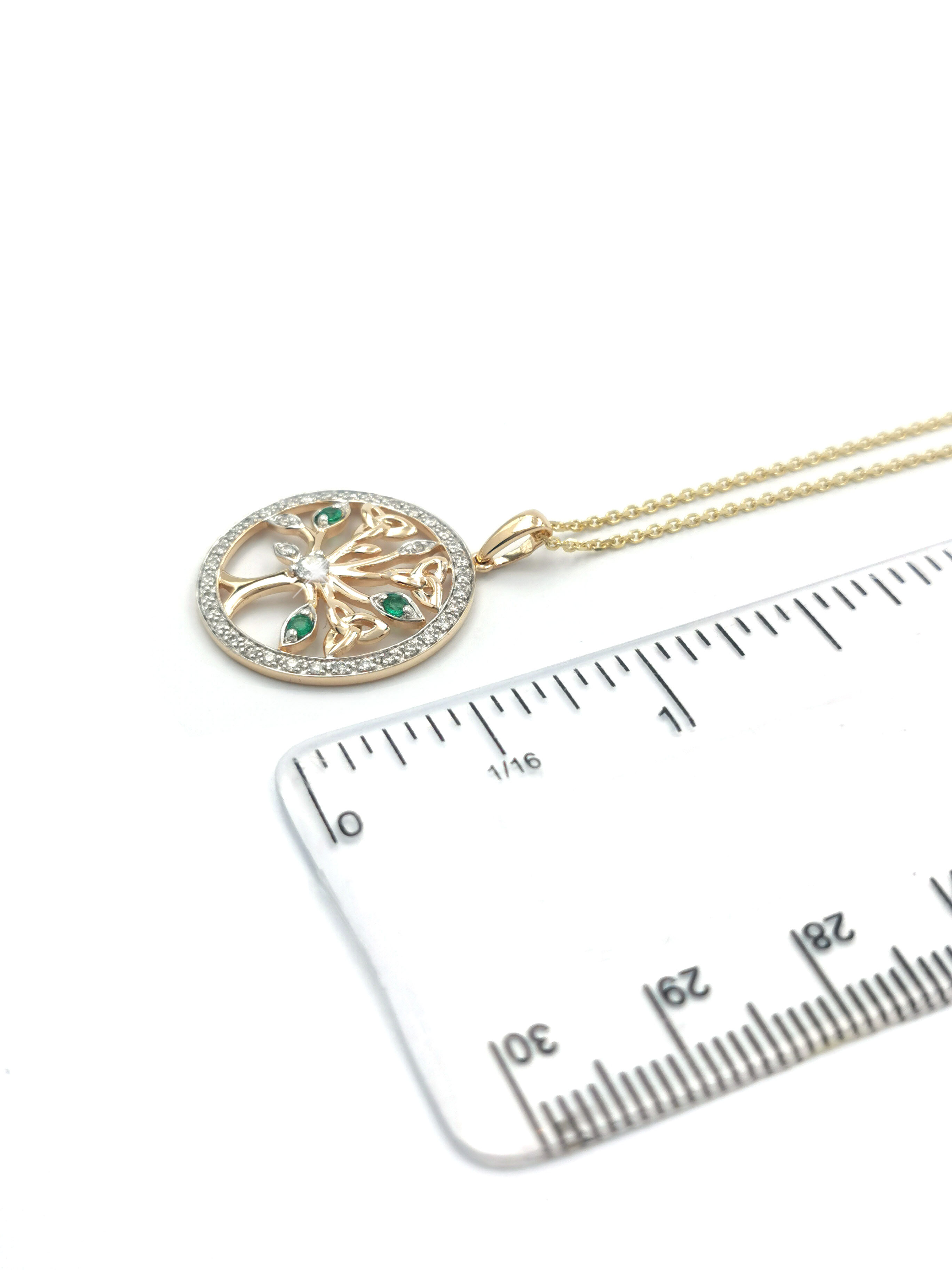 Womens Striking Yellow Gold Tree of Life Necklace. Picture For Scale.