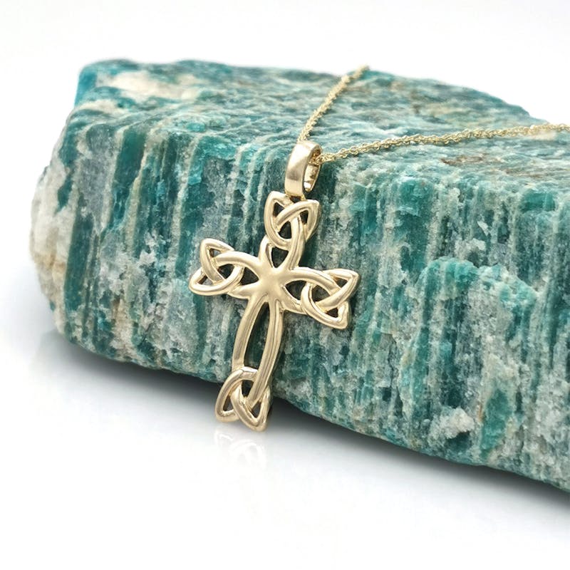 Gold Trinity Knot Celtic Cross Pendant