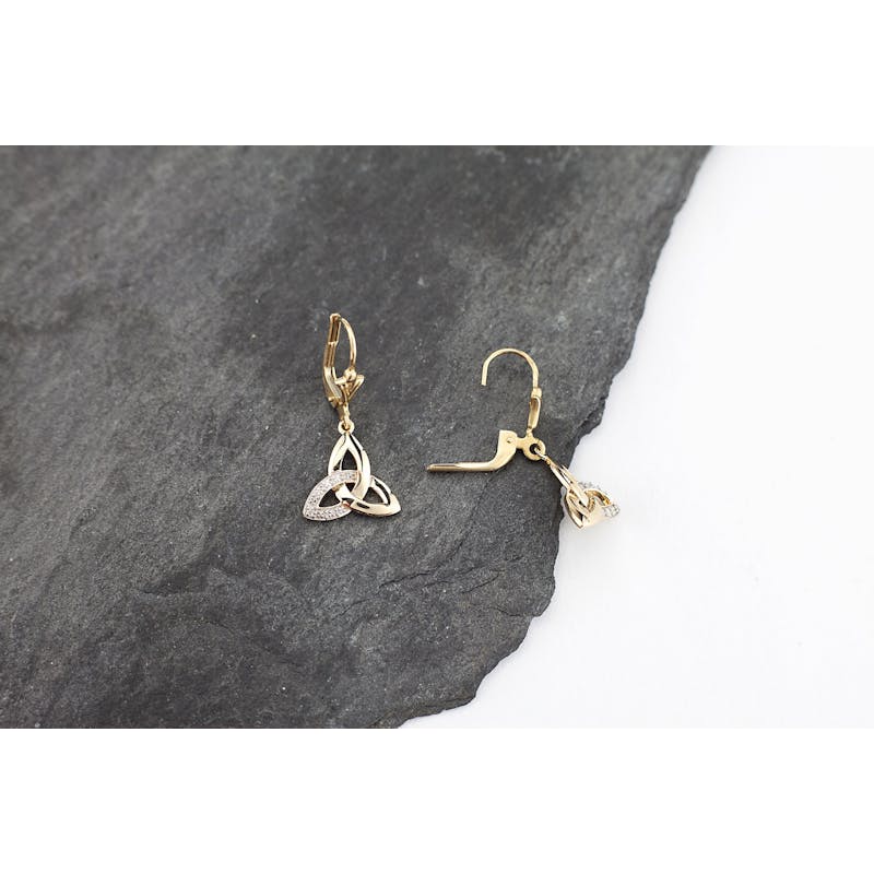 Gorgeous Yellow Gold & White Gold Trinity Knot Earrings For Women