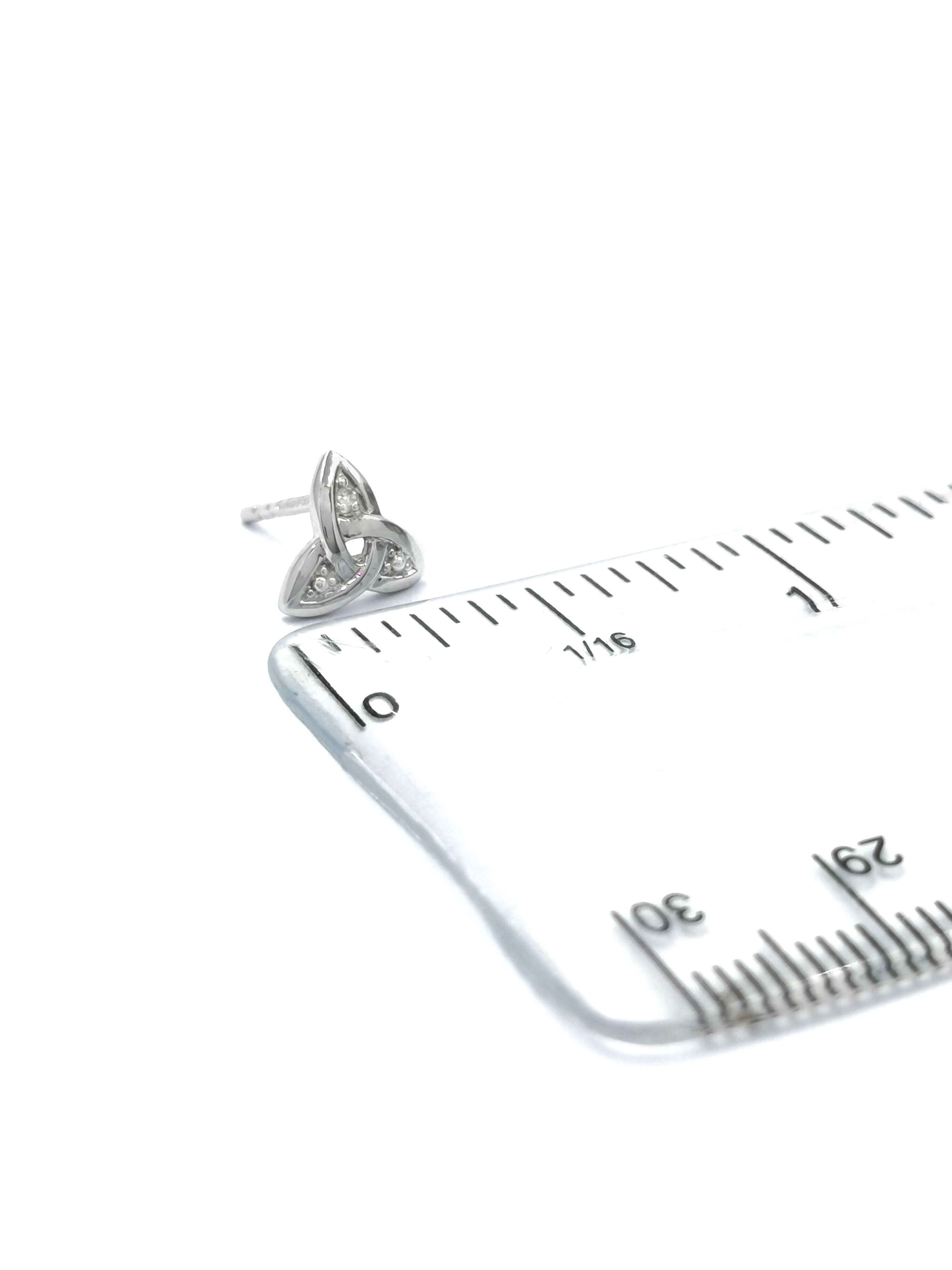 Genuine White Gold Trinity Knot Earrings For Women. Picture For Scale.