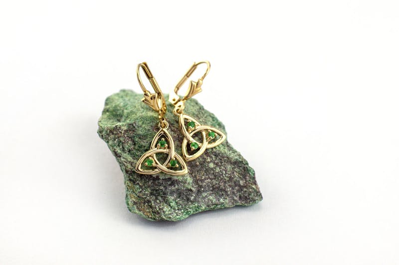 Womens Celtic Knot & Trinity Knot Earrings in Real 14K Yellow Gold