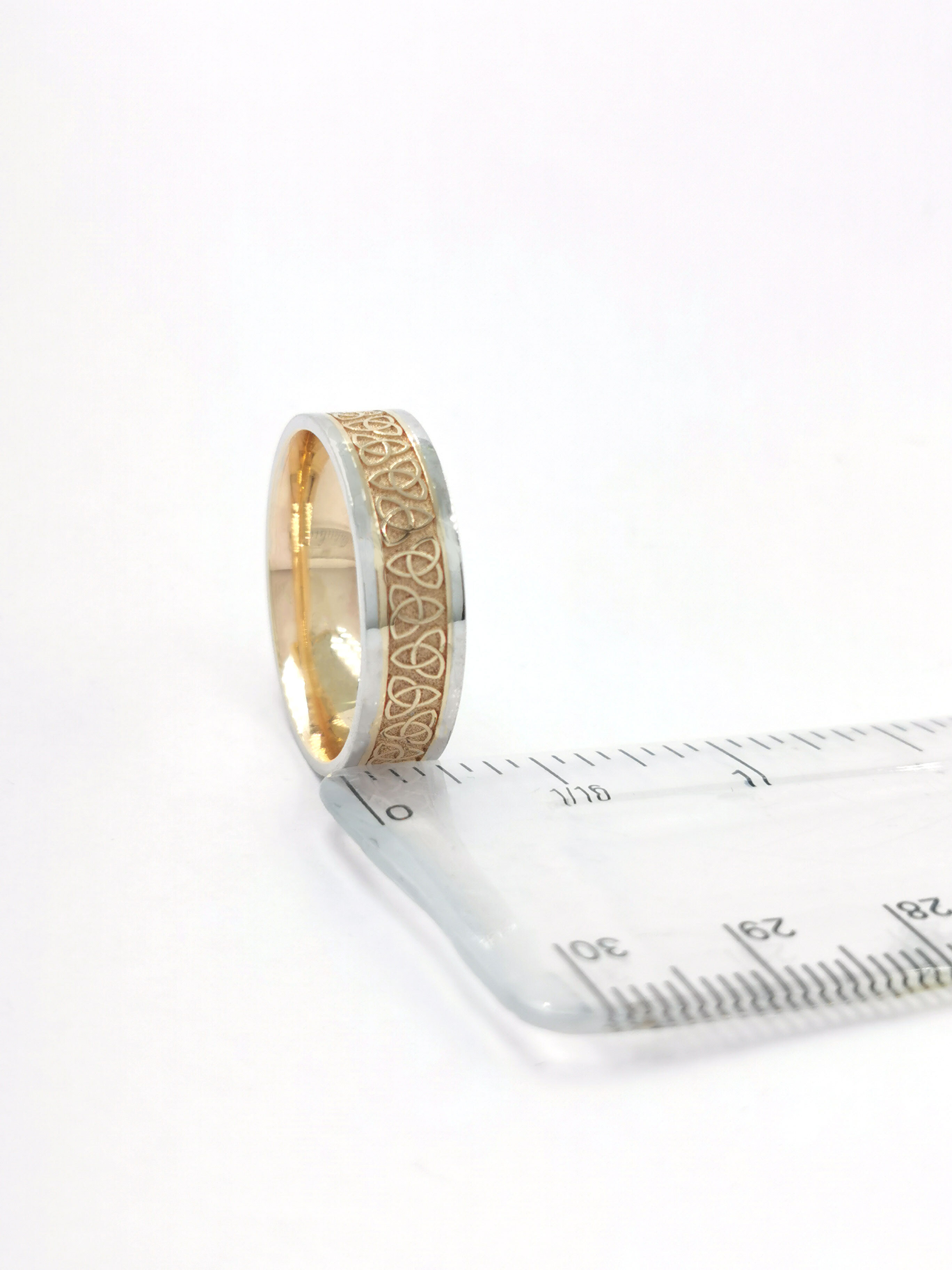 Mens Trinity Knot Ring in 10K Yellow Gold & White Gold