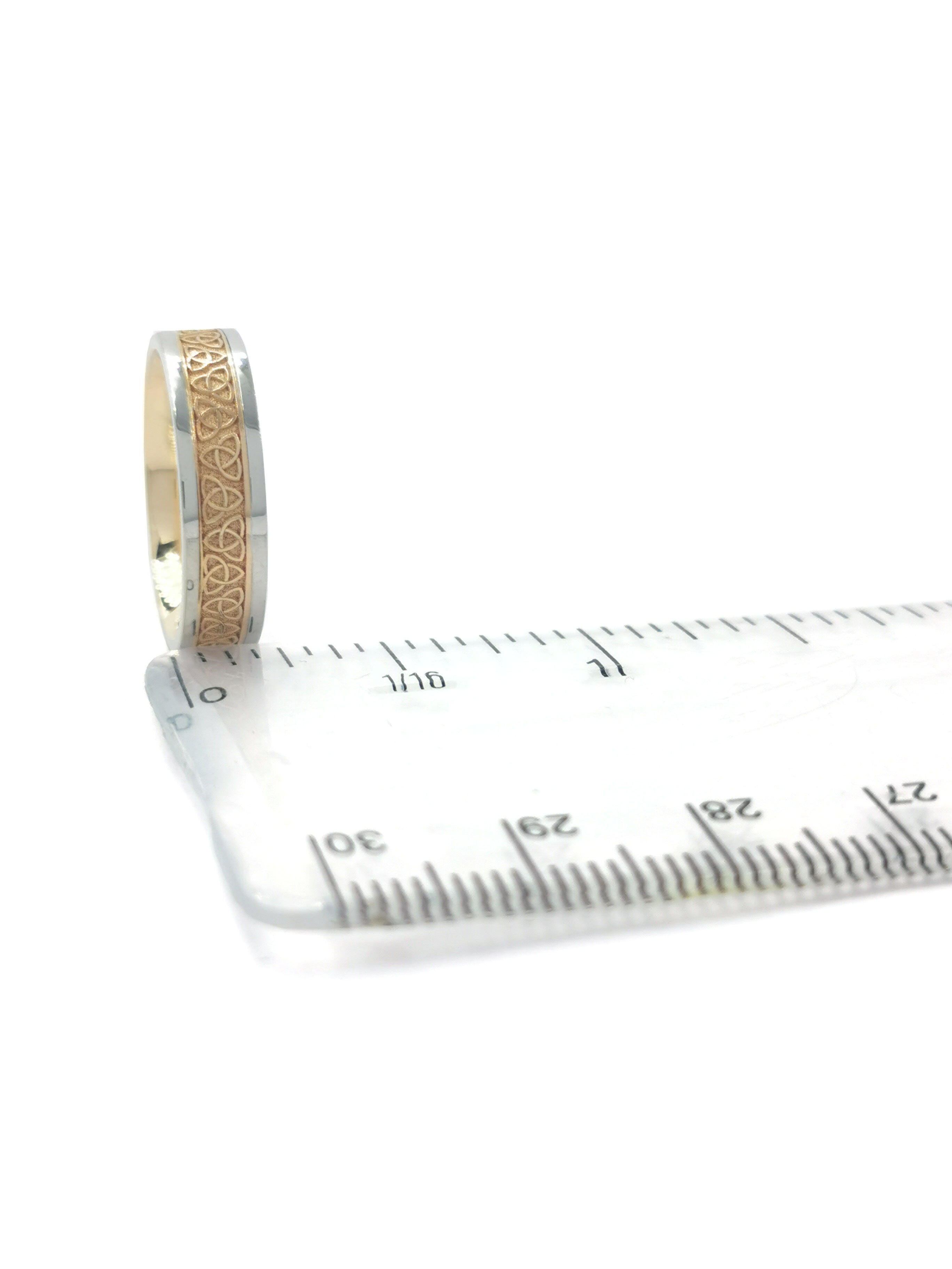 Genuine 10K Yellow Gold & White Gold Trinity Knot 5.5mm Ring For Women