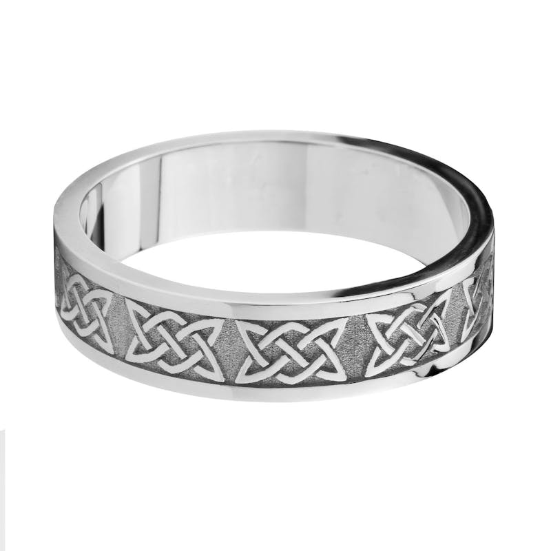 14k white gold celtic love knot wedding band 5mm wide