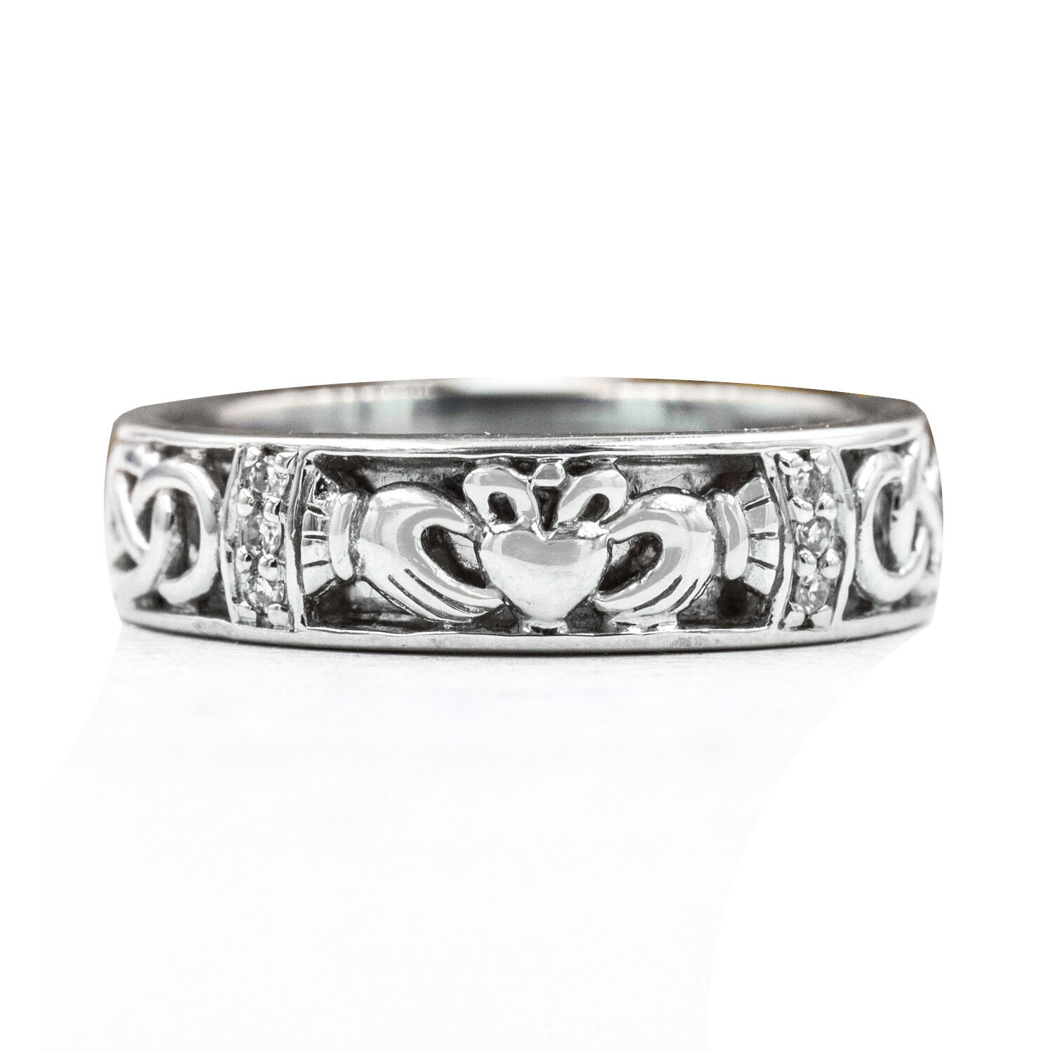 Diamond Claddagh Celtic Knot Ring